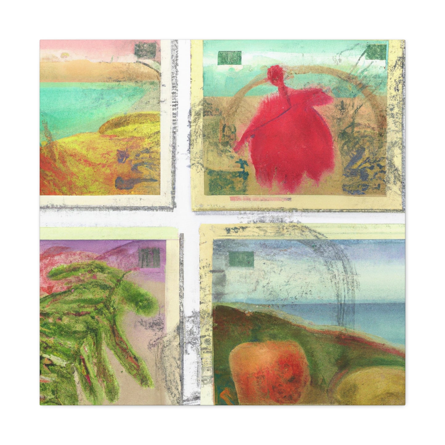 "Treasures of the World" - Postage Stamp Collector Canvas Wall Art