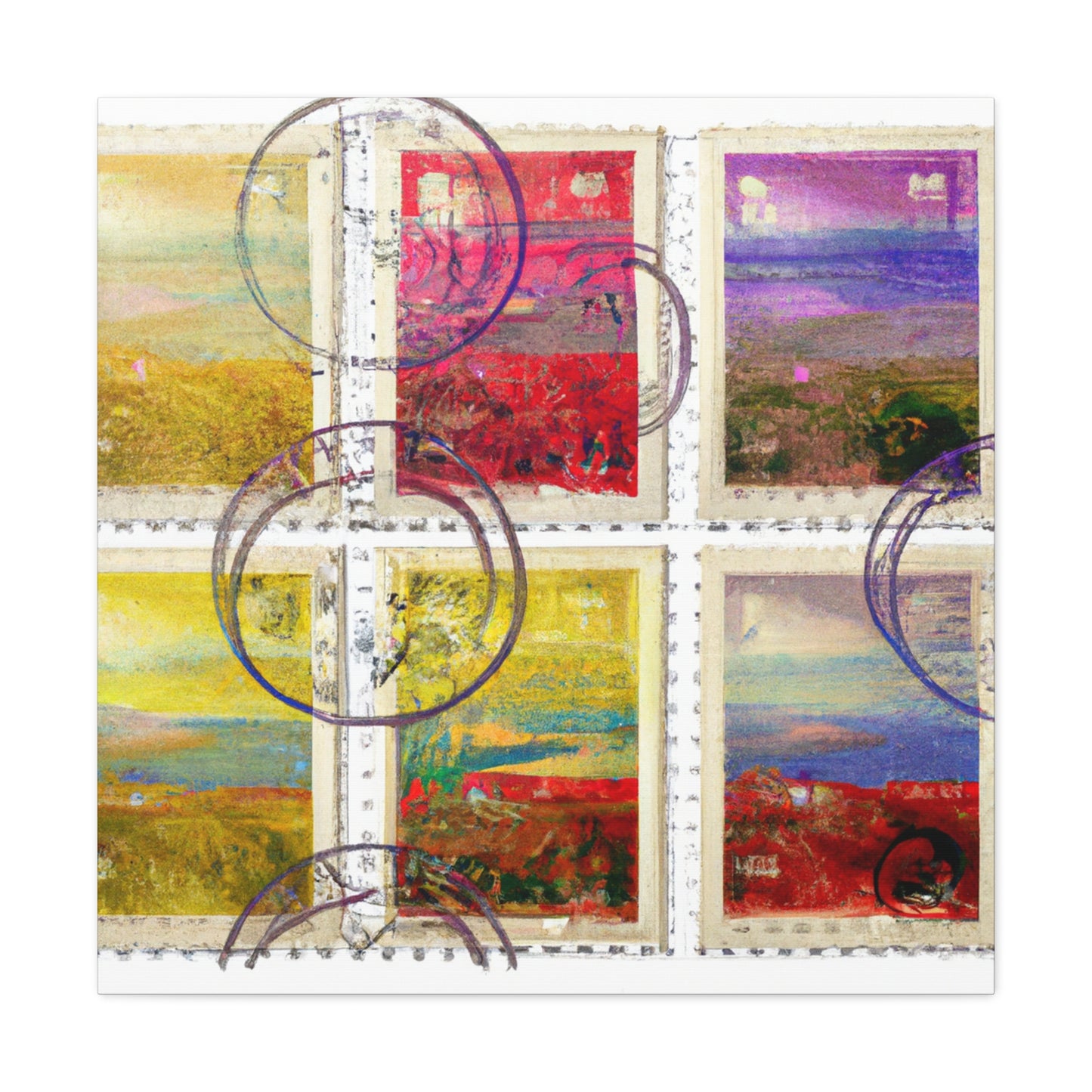 "Cultural Vistas" - Postage Stamp Collector Canvas Wall Art