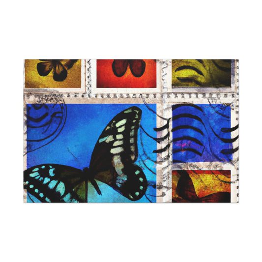 "Global Mail: A Journey on Stamps." - Postage Stamp Collector Canvas Wall Art