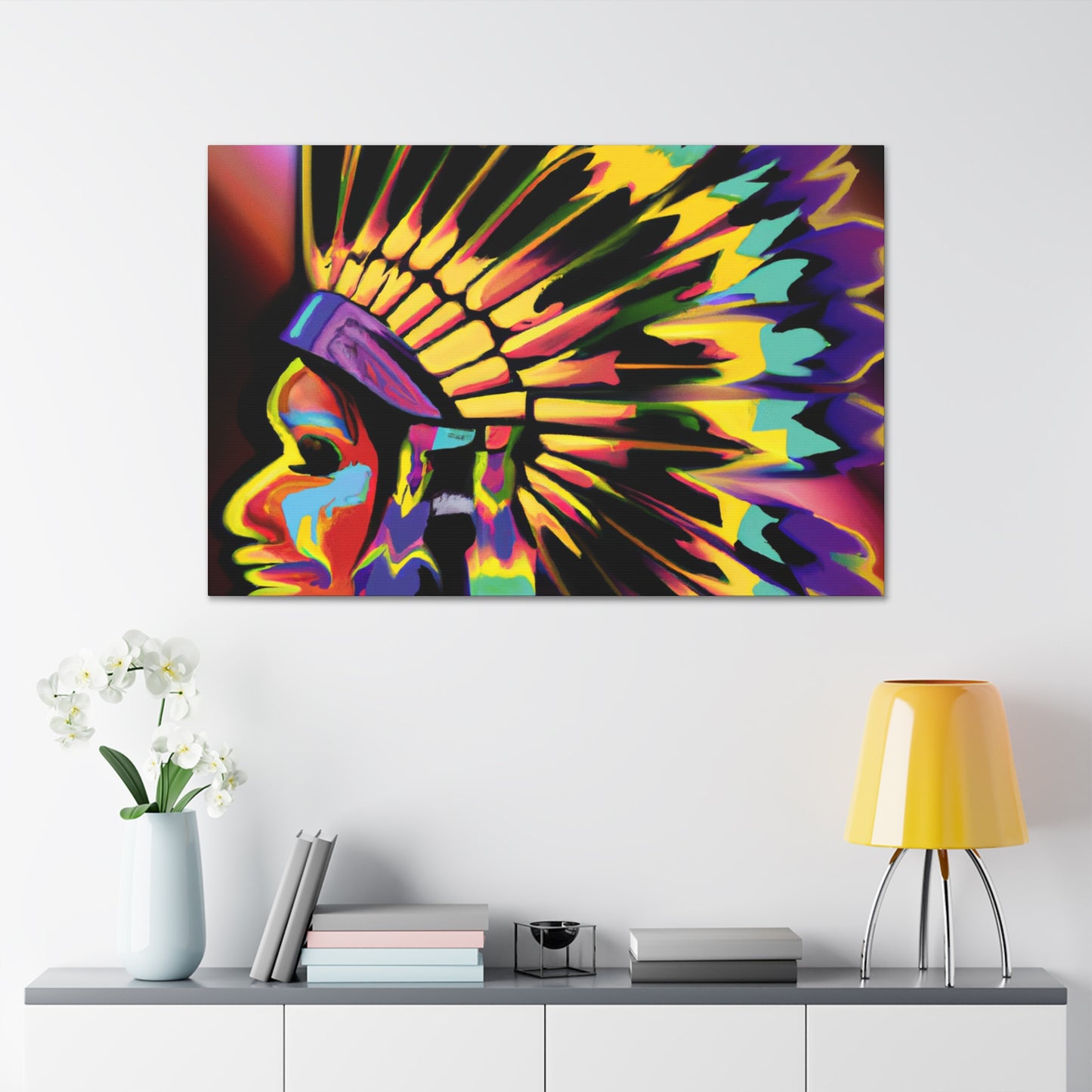 Big Chief Running Deer. - Native American Indian Canvas Wall Art