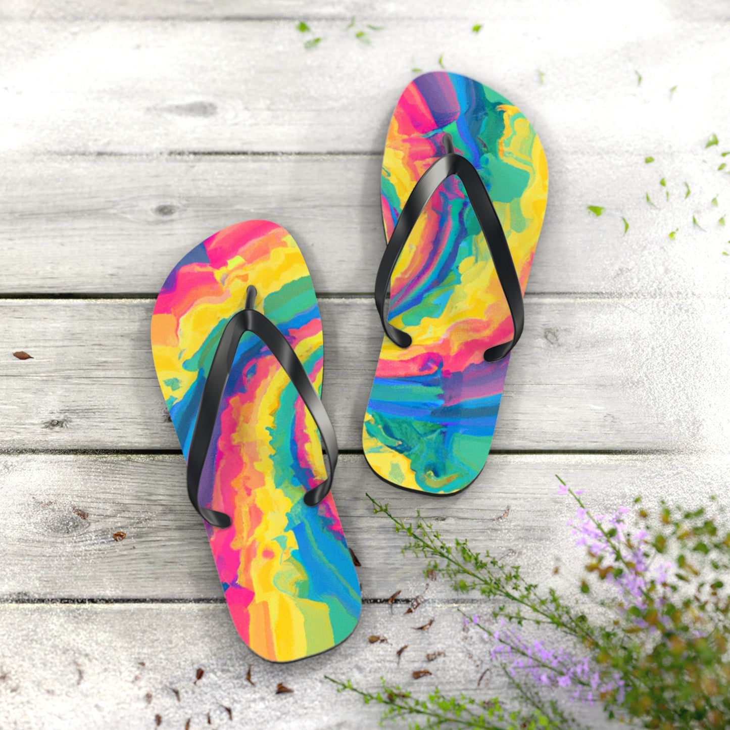 Agatha Brownridge Shoemaker - Psychedelic Trippy Flip Flop Beach Sandals