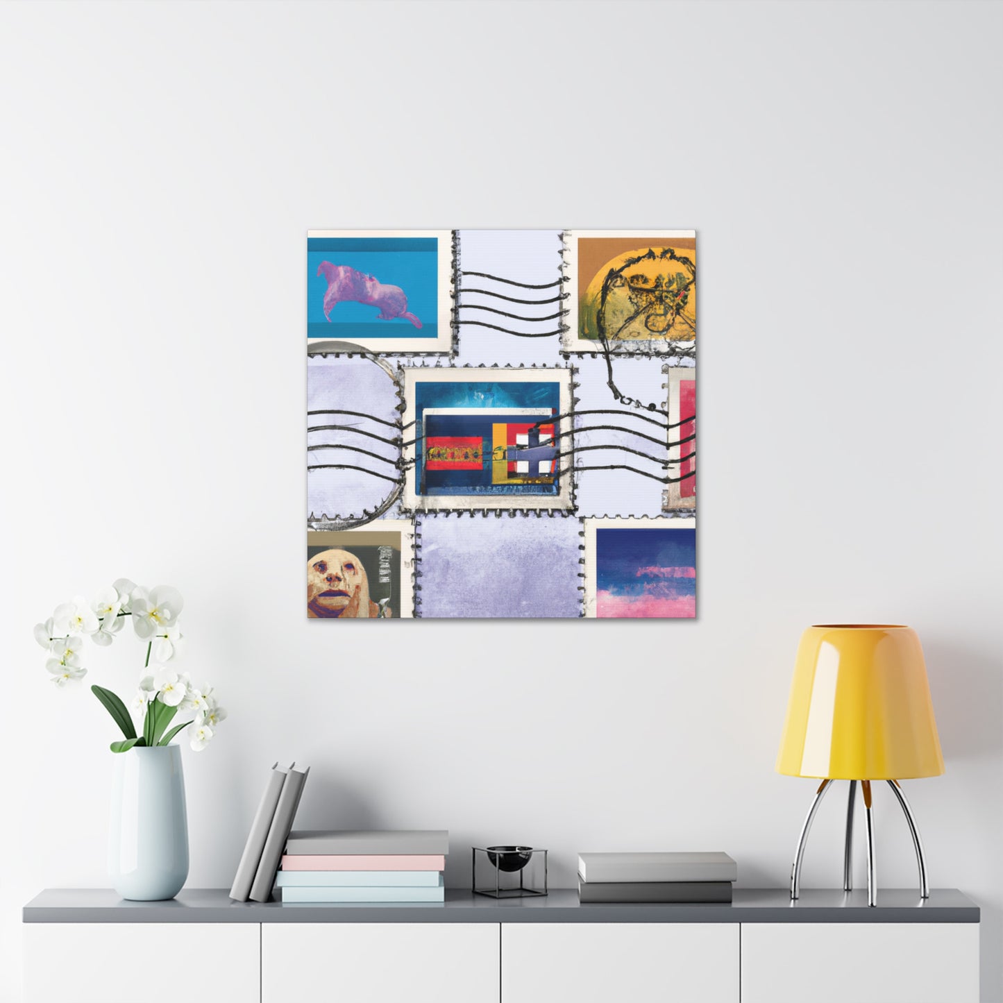 "A World of Postage" - Postage Stamp Collector Canvas Wall Art