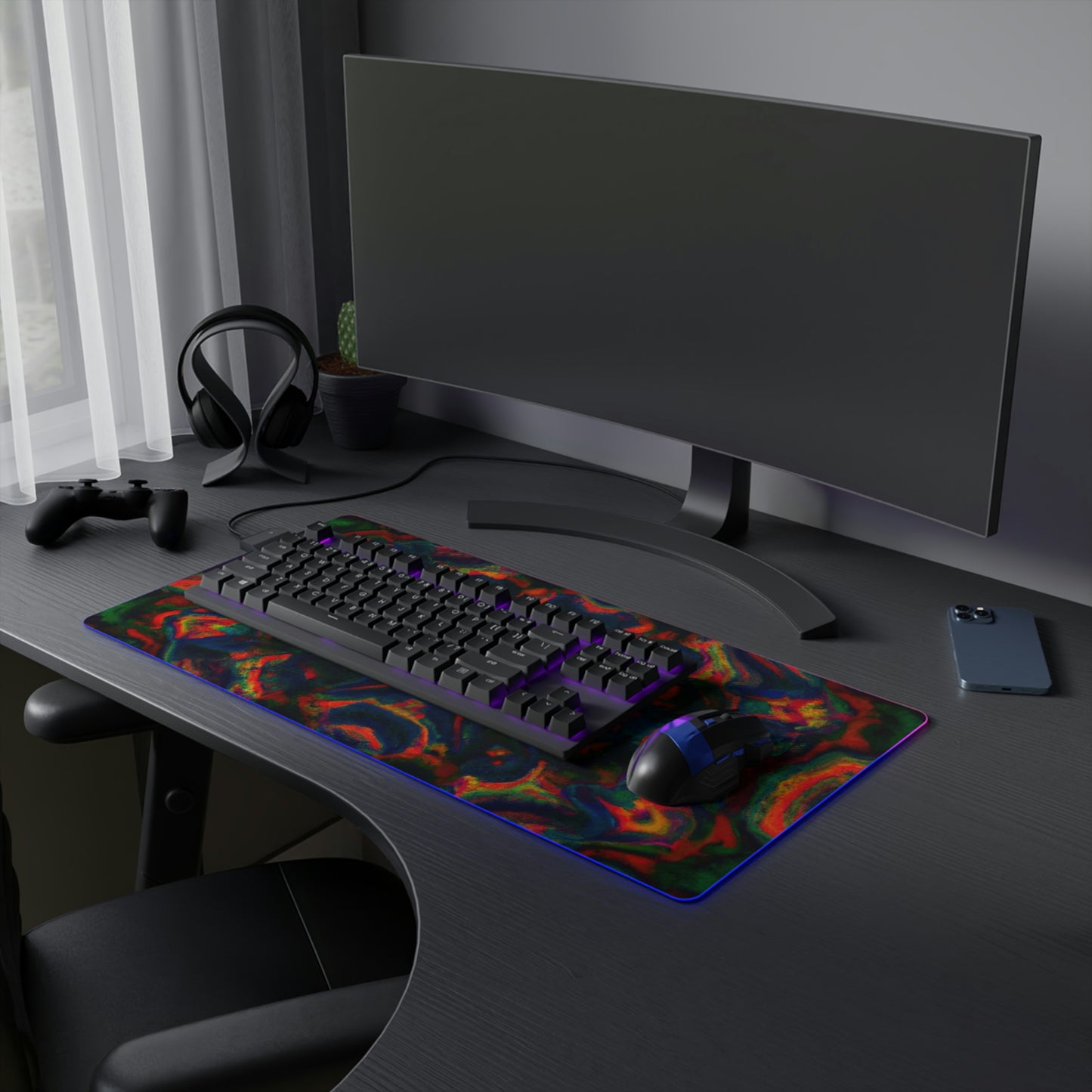 Skip 'n' Glide - Psychedelic Trippy LED Light Up Gaming Mouse Pad