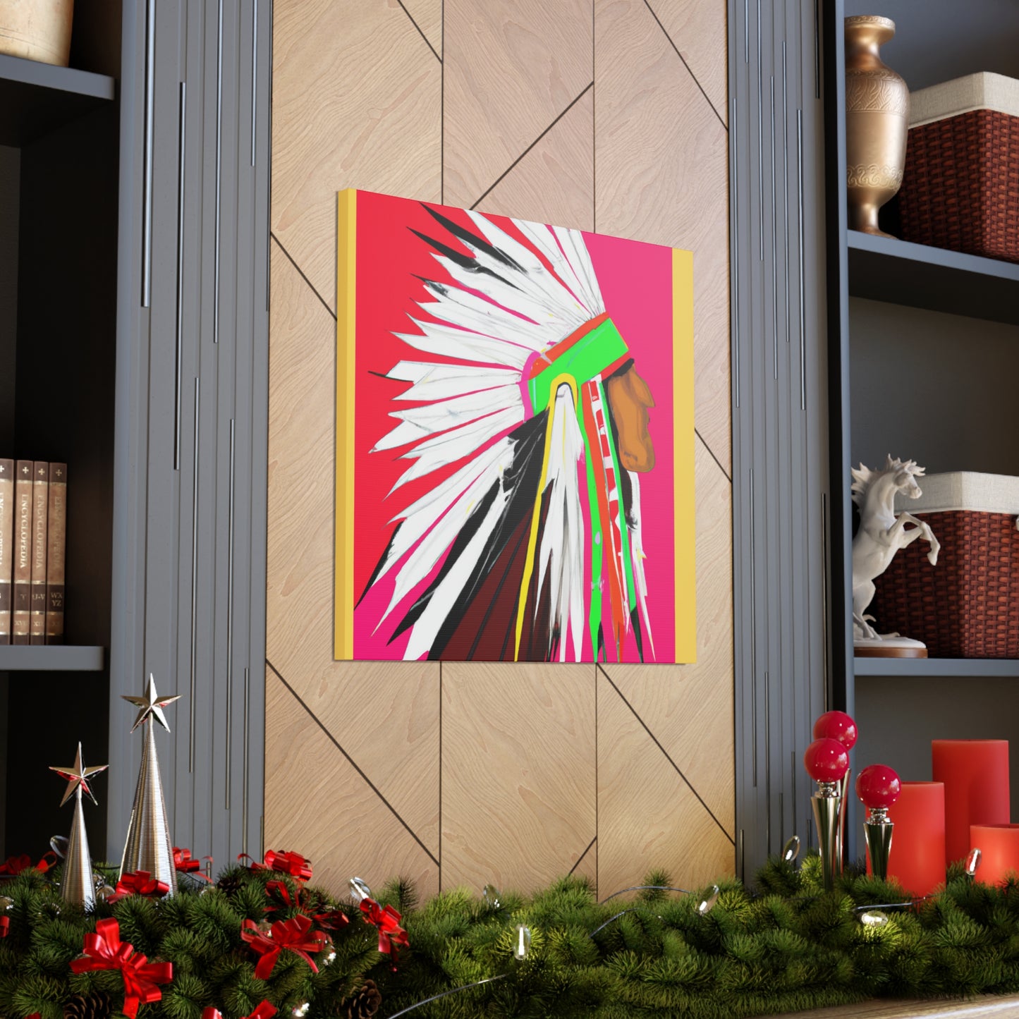 Little Hawk of the Great Plains - Native American Indian Canvas Wall Art