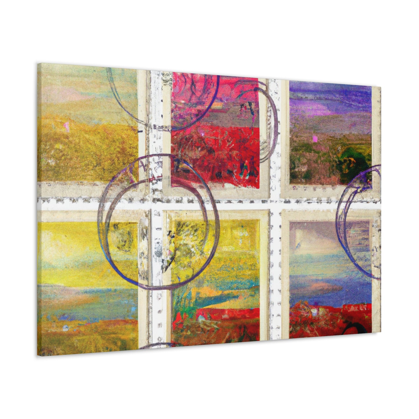 "Cultural Vistas" - Postage Stamp Collector Canvas Wall Art