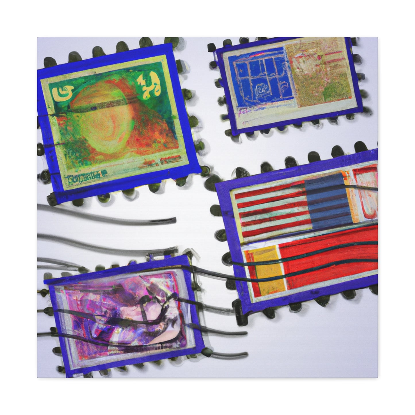 World Heritage Postage Collection - Postage Stamp Collector Canvas Wall Art