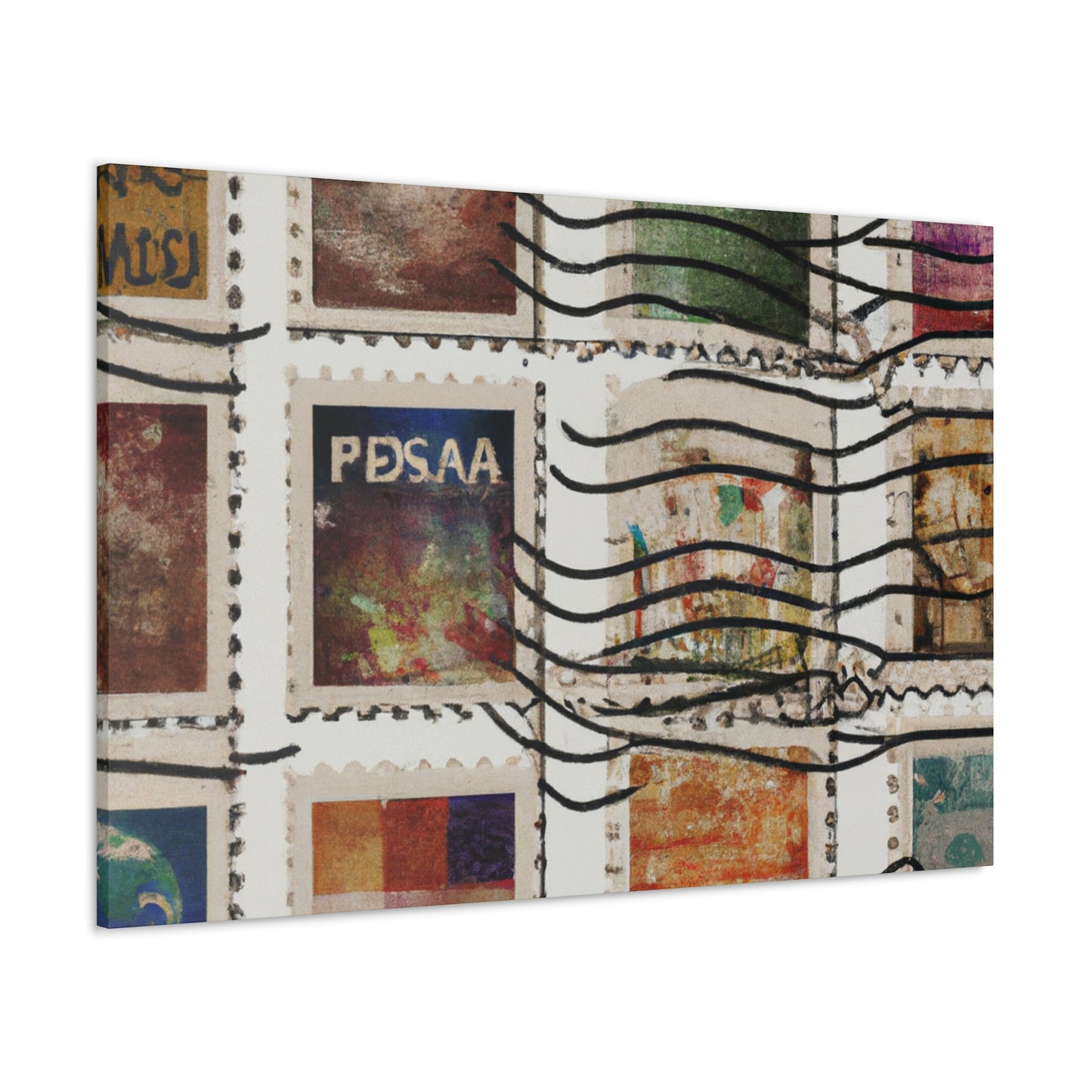 Globe-Trotting Stamps - Postage Stamp Collector Canvas Wall Art