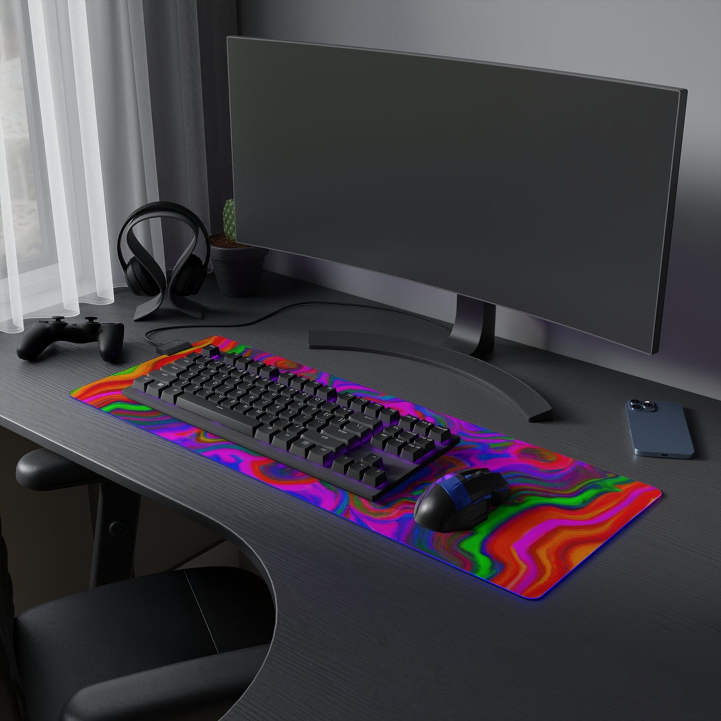 Captain Comet - Psychedelic Trippy LED Light Up Gaming Mouse Pad