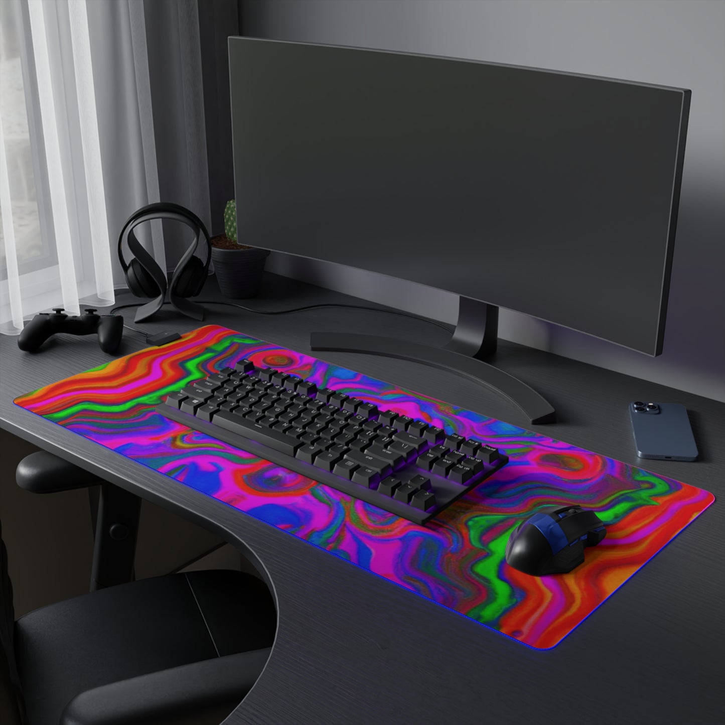 Captain Comet - Psychedelic Trippy LED Light Up Gaming Mouse Pad