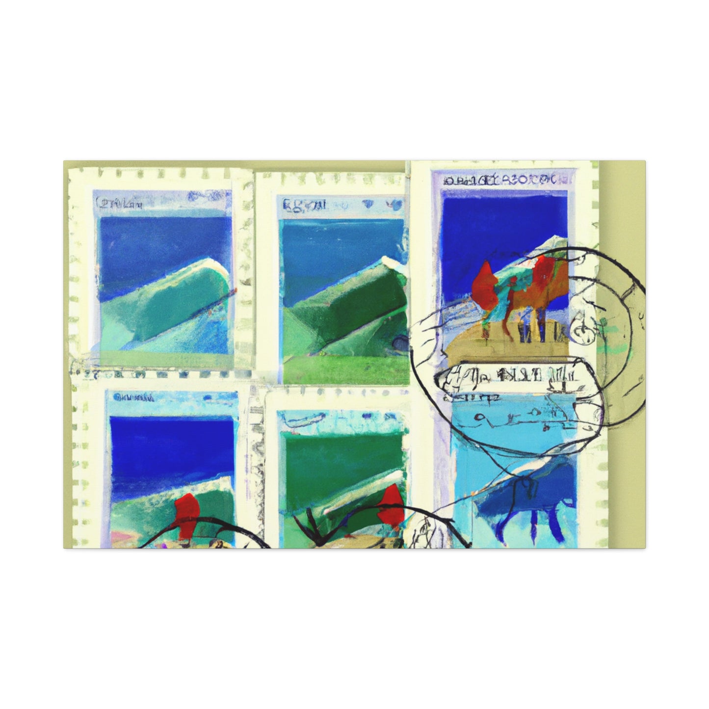 "Global Wonders" Stamps - Postage Stamp Collector Canvas Wall Art