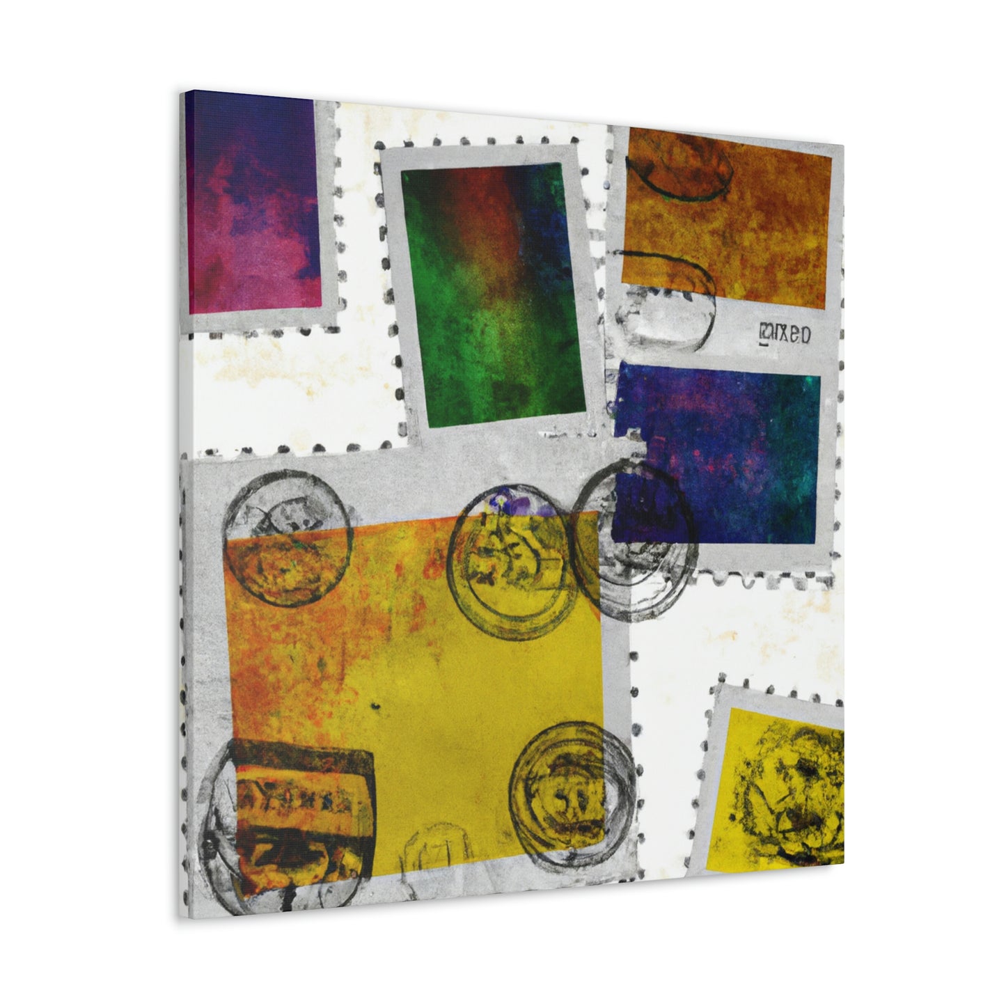 Global Footprints Stamps - Postage Stamp Collector Canvas Wall Art
