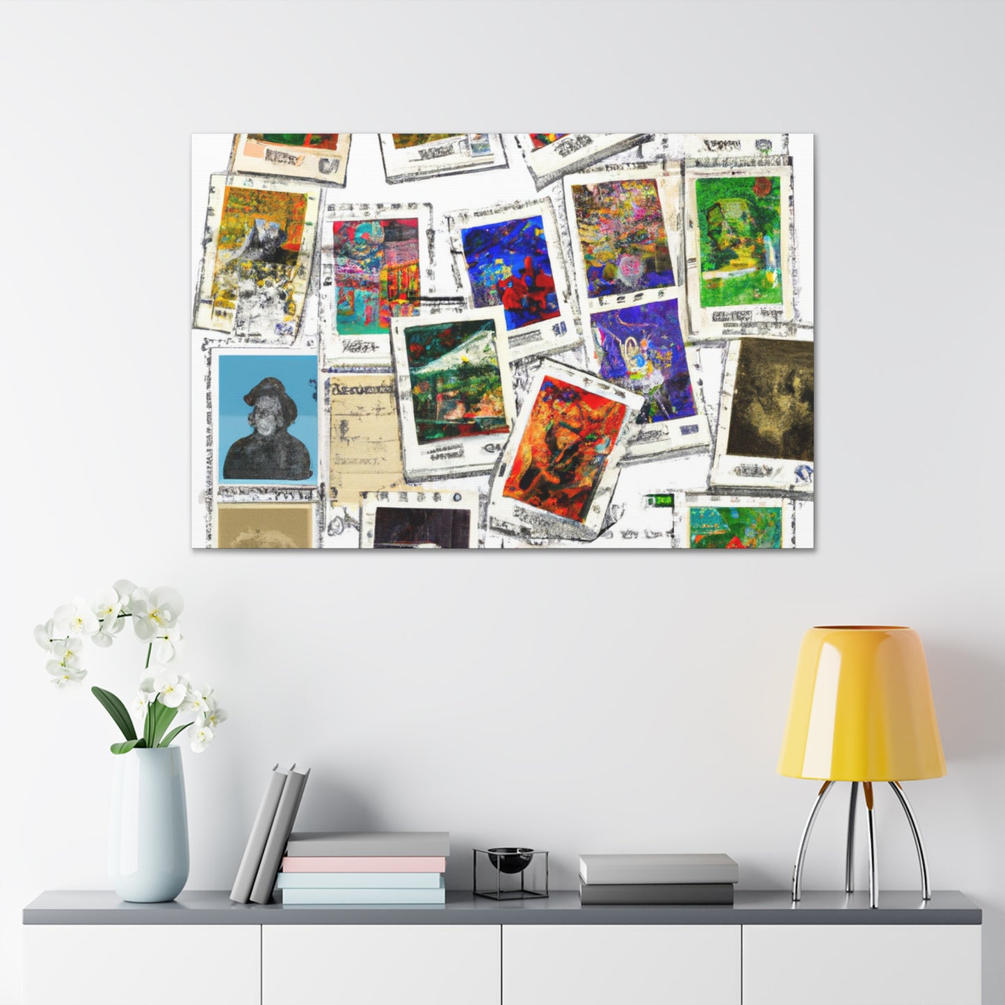 Global Harmony Stamps - Postage Stamp Collector Canvas Wall Art