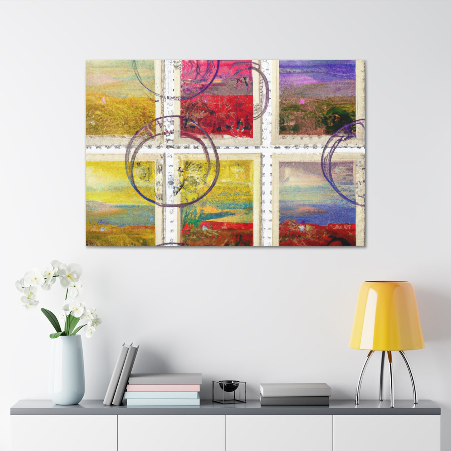 "Cultural Vistas" - Postage Stamp Collector Canvas Wall Art