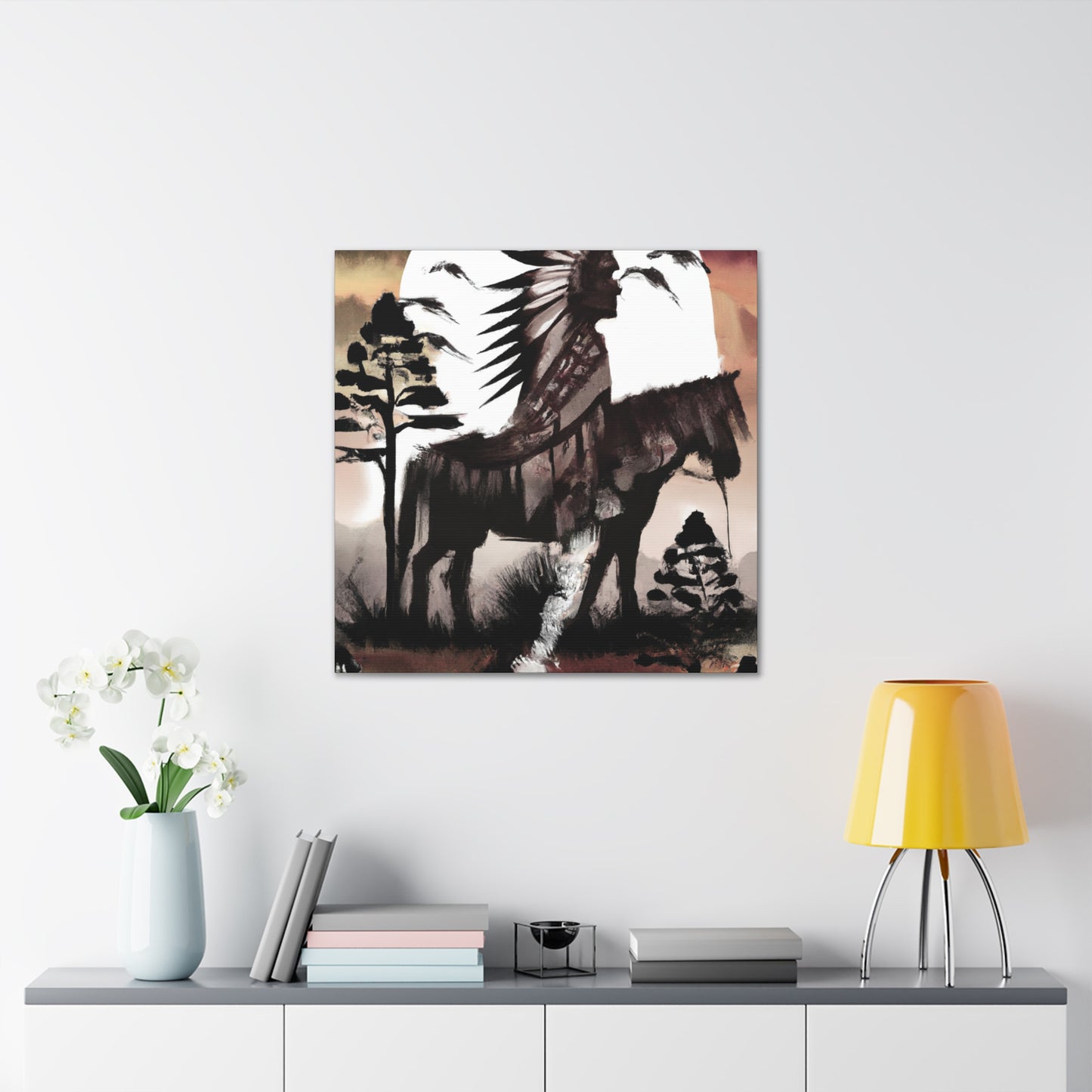 Running Wolf - Native American Indian Canvas Wall Art