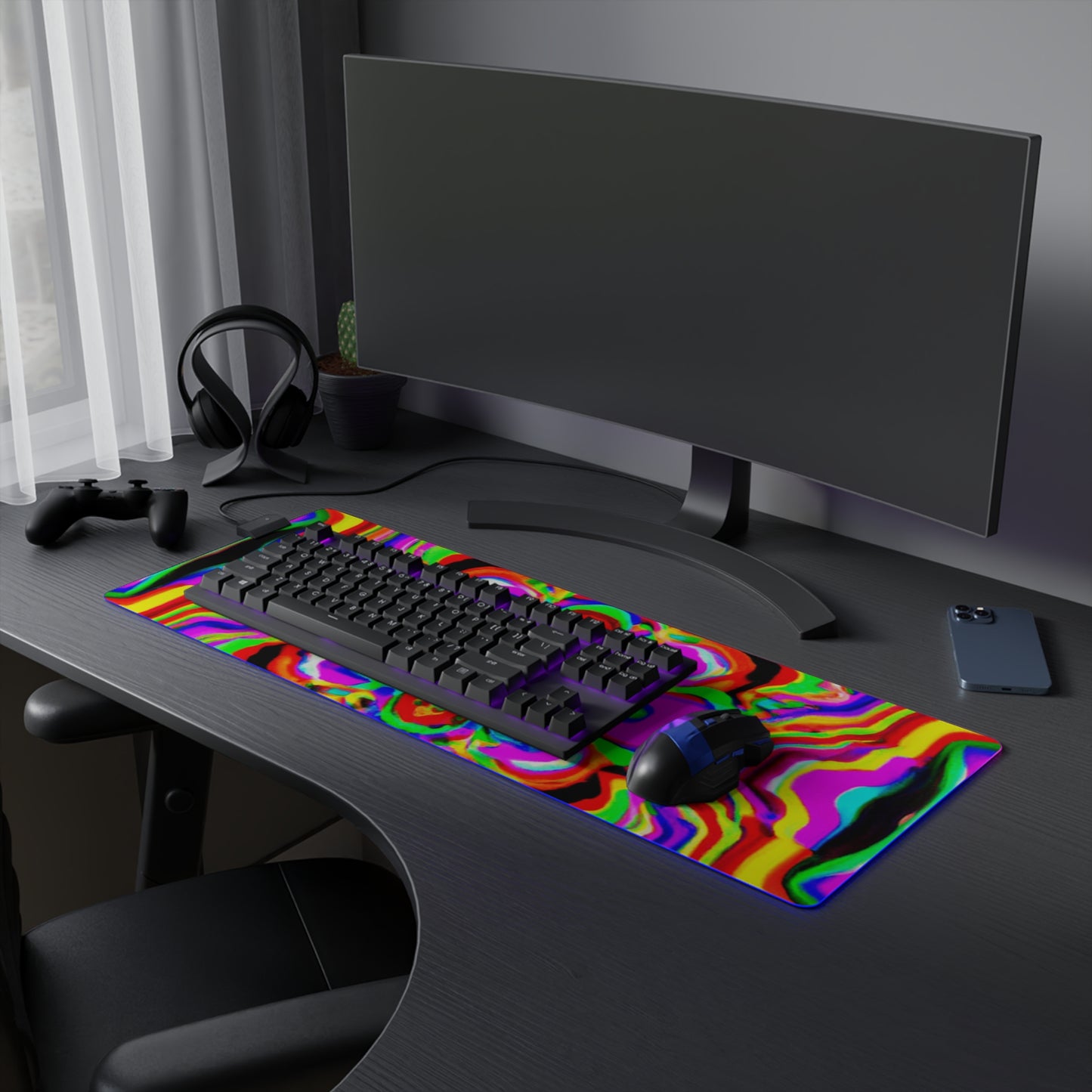 Fanny Flashback - Psychedelic Trippy LED Light Up Gaming Mouse Pad