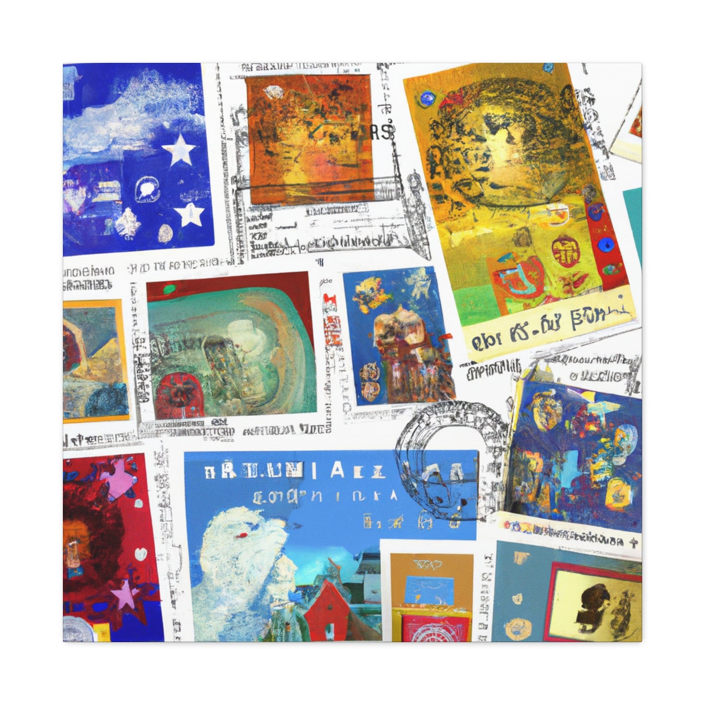 "Global Touring Stamps" - Postage Stamp Collector Canvas Wall Art