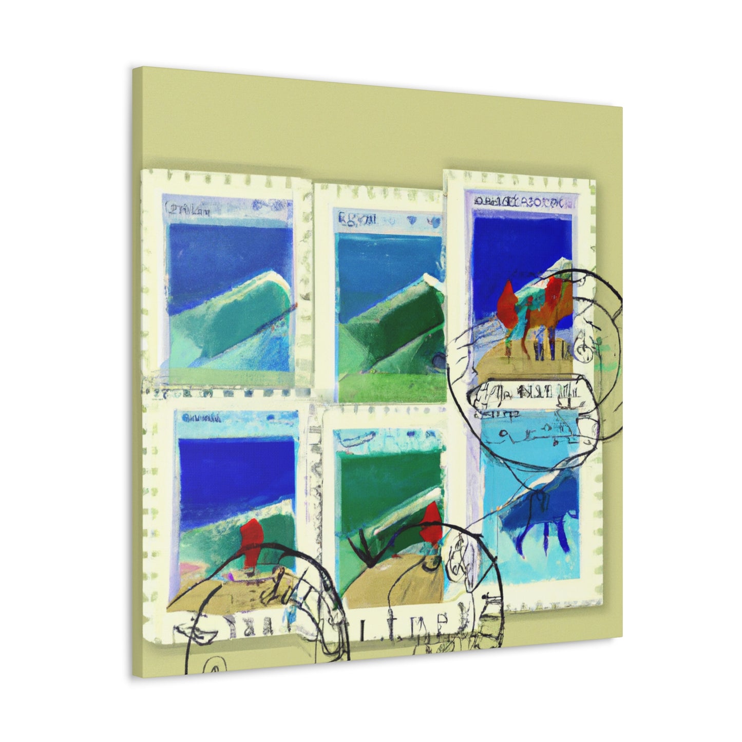 "Global Wonders" Stamps - Postage Stamp Collector Canvas Wall Art