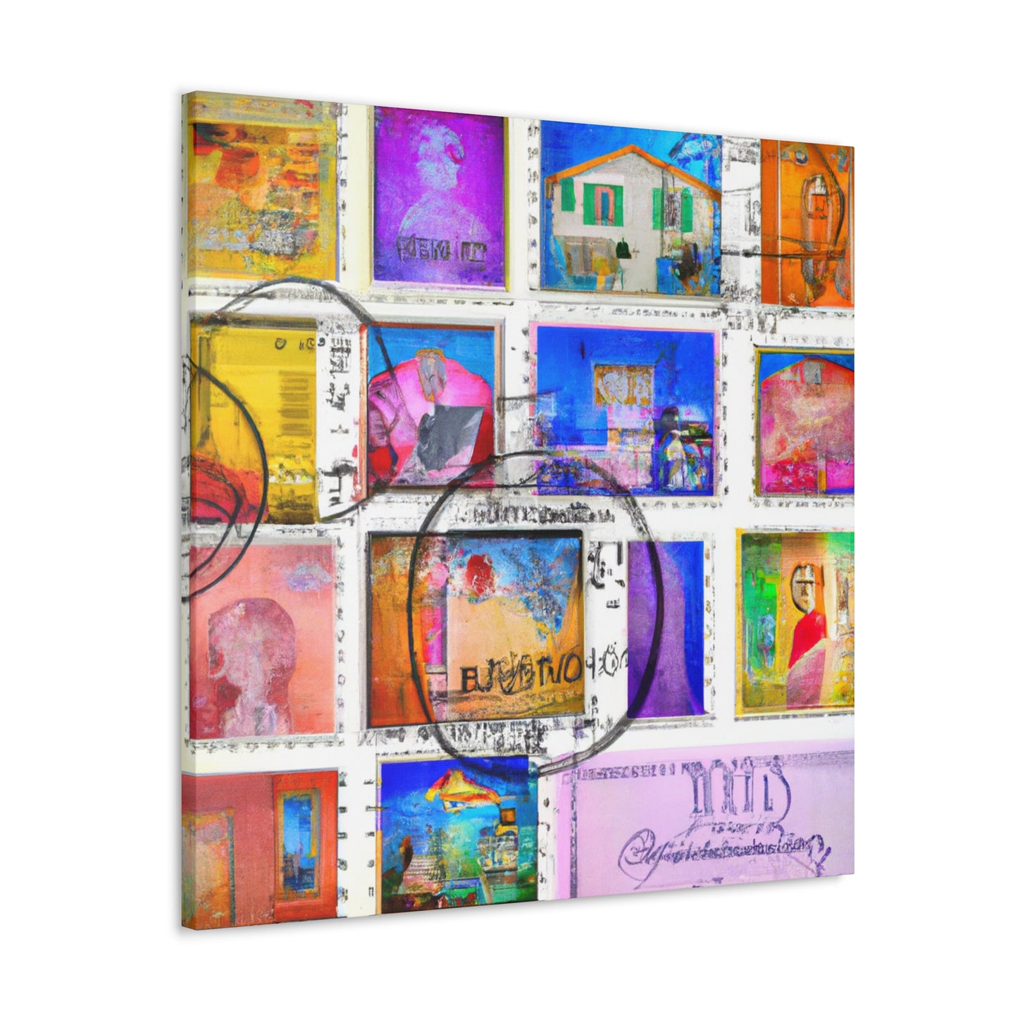 Global Express Stamps - Postage Stamp Collector Canvas Wall Art