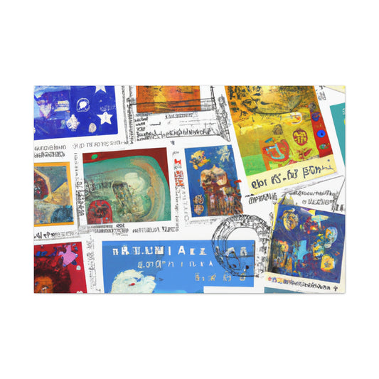 "Global Touring Stamps" - Postage Stamp Collector Canvas Wall Art