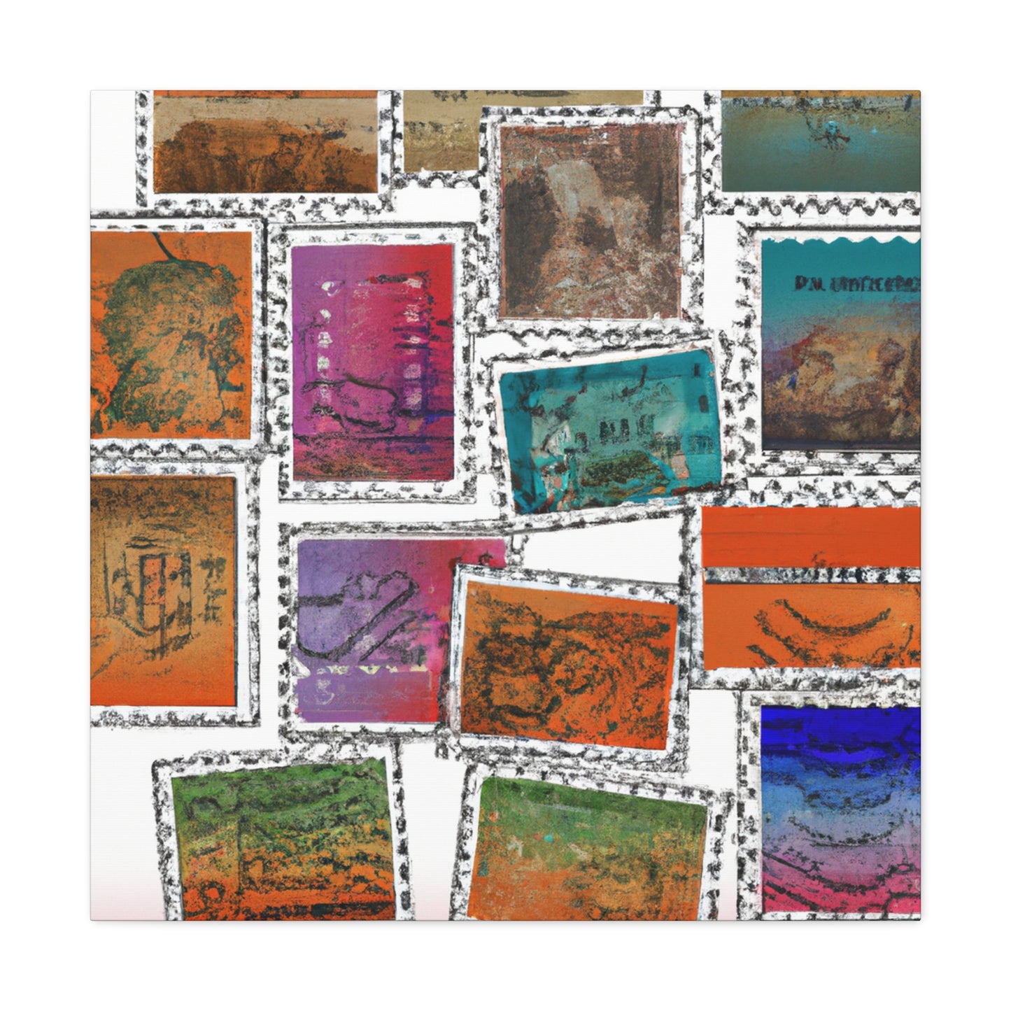 International Traveling Art Stamps - Postage Stamp Collector Canvas Wall Art