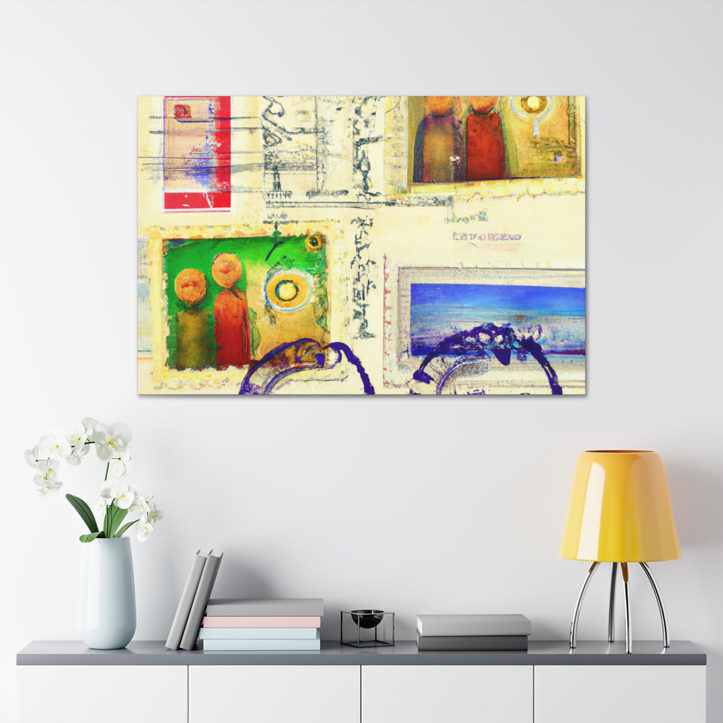 Global Echoes Stamps - Postage Stamp Collector Canvas Wall Art