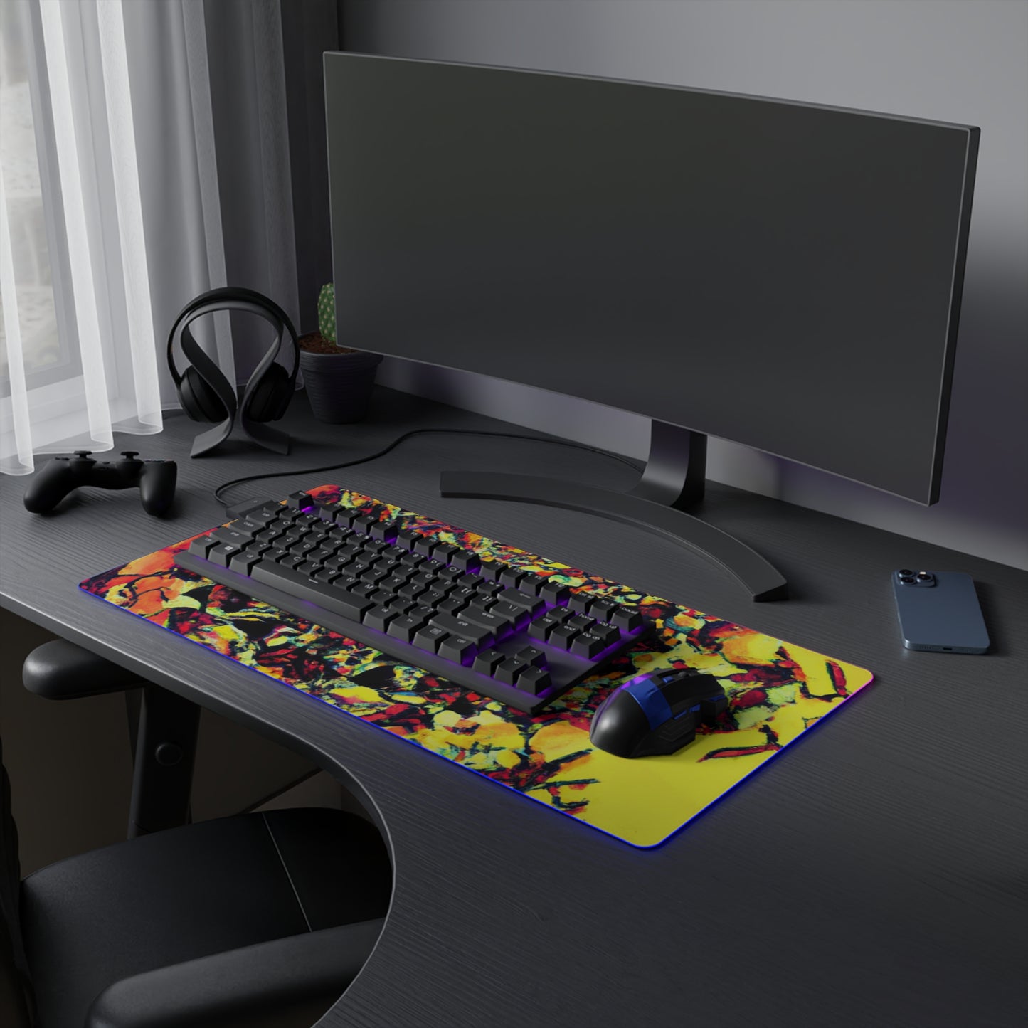 Radiant Rocket Rita - Psychedelic Trippy LED Light Up Gaming Mouse Pad