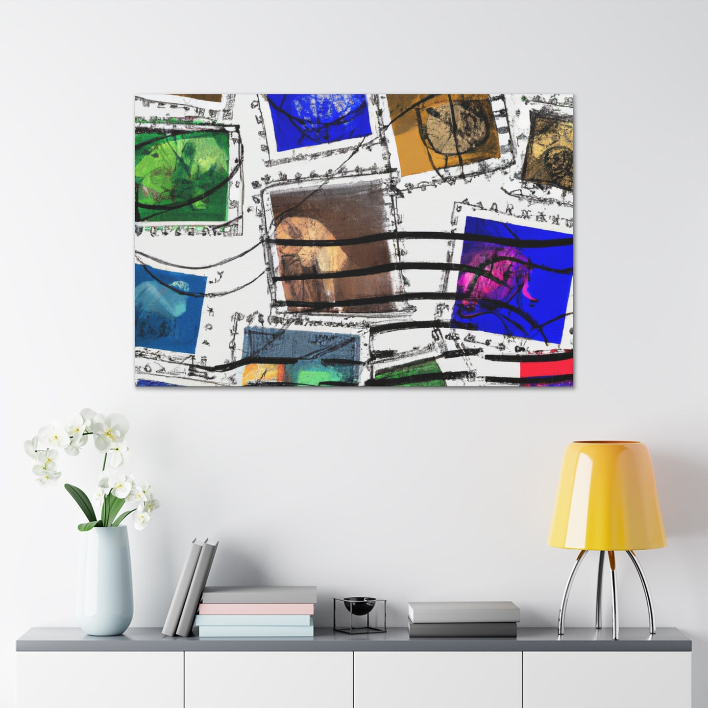 World Tour Postage Stamps - Postage Stamp Collector Canvas Wall Art