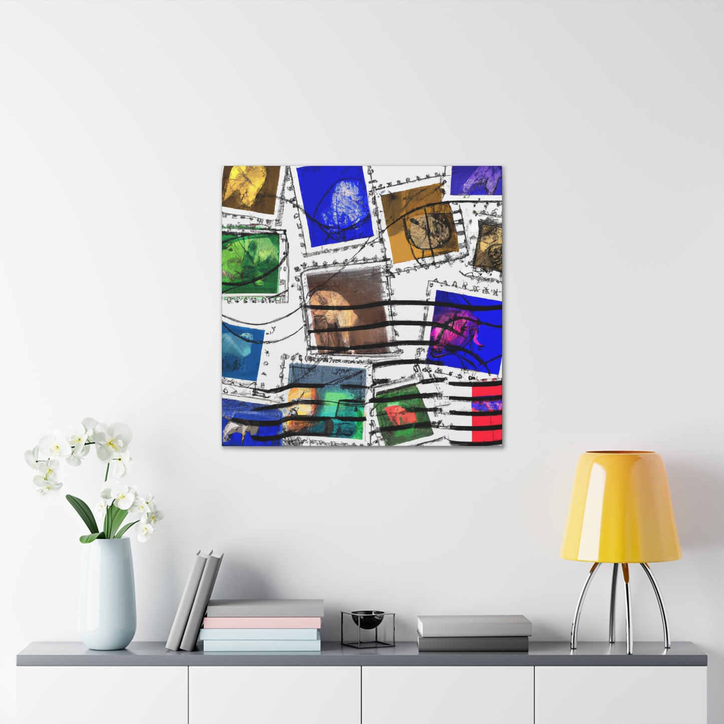 World Tour Postage Stamps - Postage Stamp Collector Canvas Wall Art