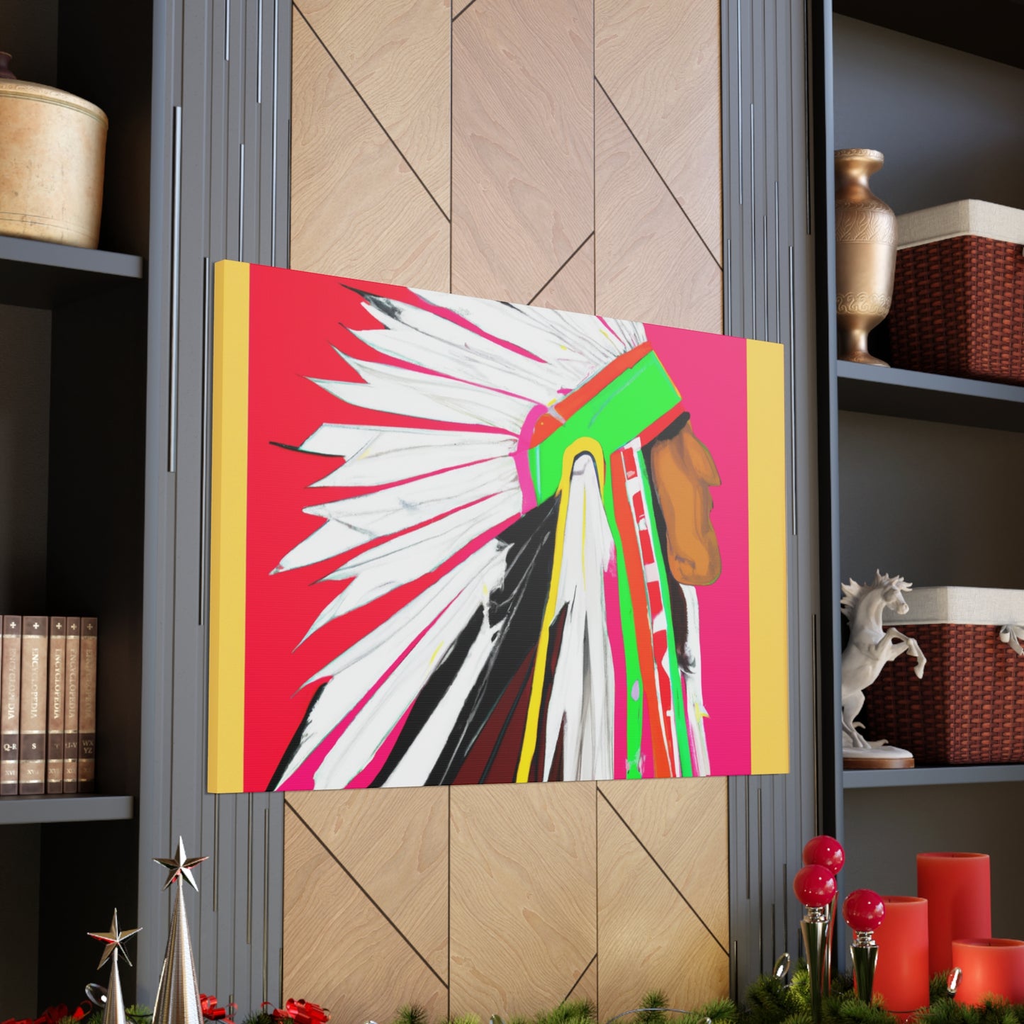 Little Hawk of the Great Plains - Native American Indian Canvas Wall Art