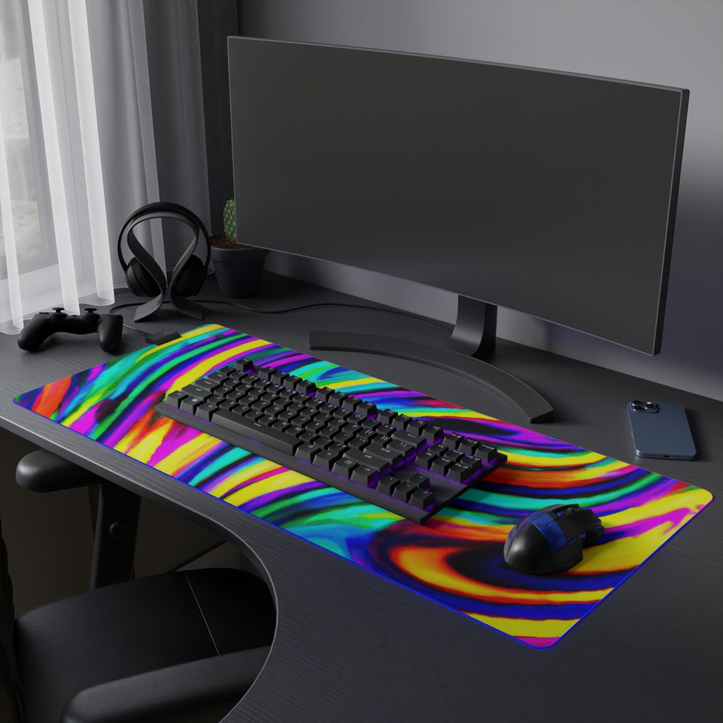 Rocky Roller - Psychedelic Trippy LED Light Up Gaming Mouse Pad
