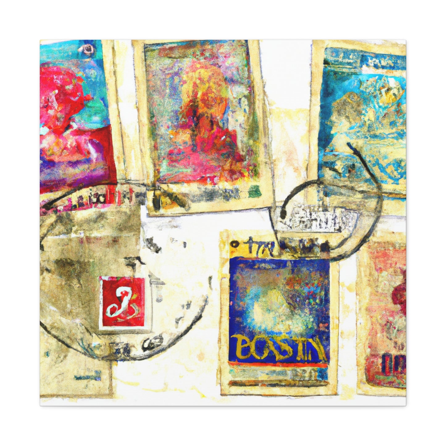 "Global Wonders" - Postage Stamp Collector Canvas Wall Art