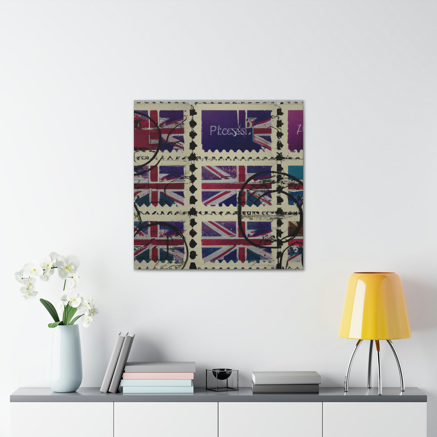 "Global Passport Stamps" - Postage Stamp Collector Canvas Wall Art