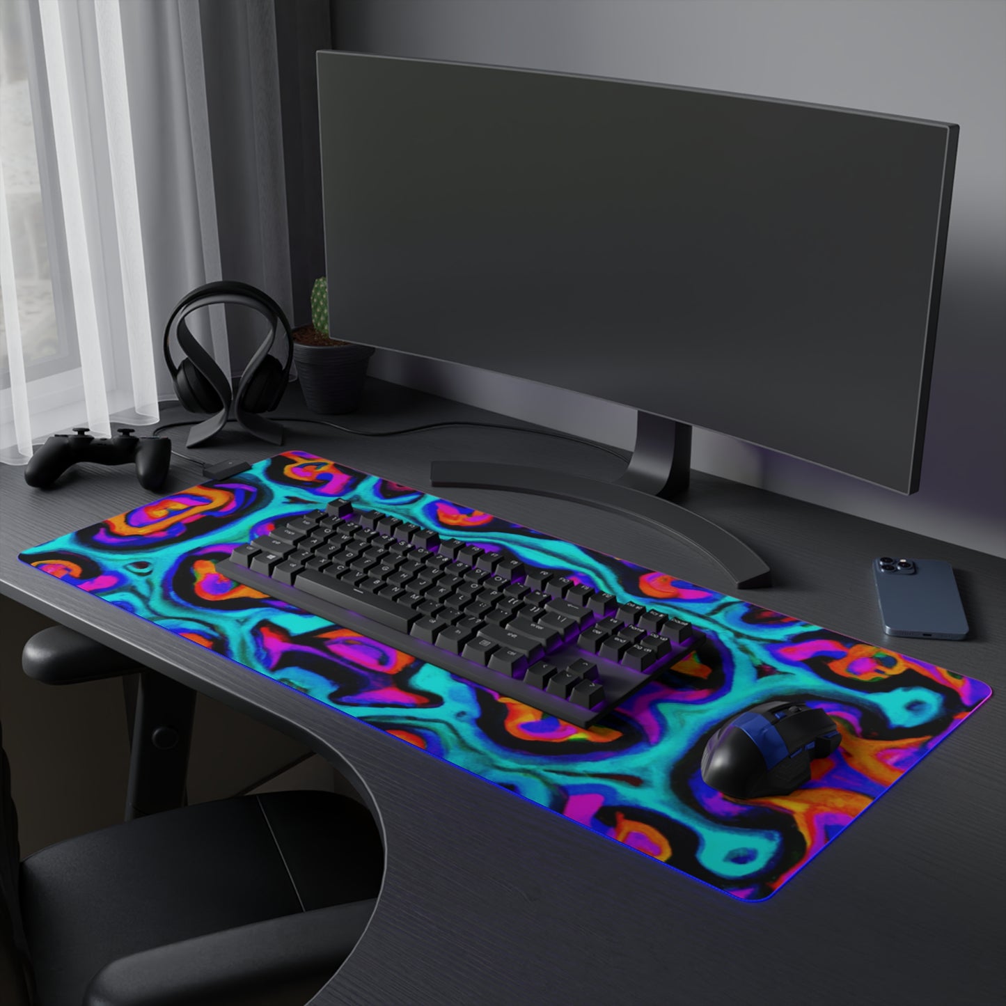 The Commander: Admiral Lucy Swift - Psychedelic Trippy LED Light Up Gaming Mouse Pad