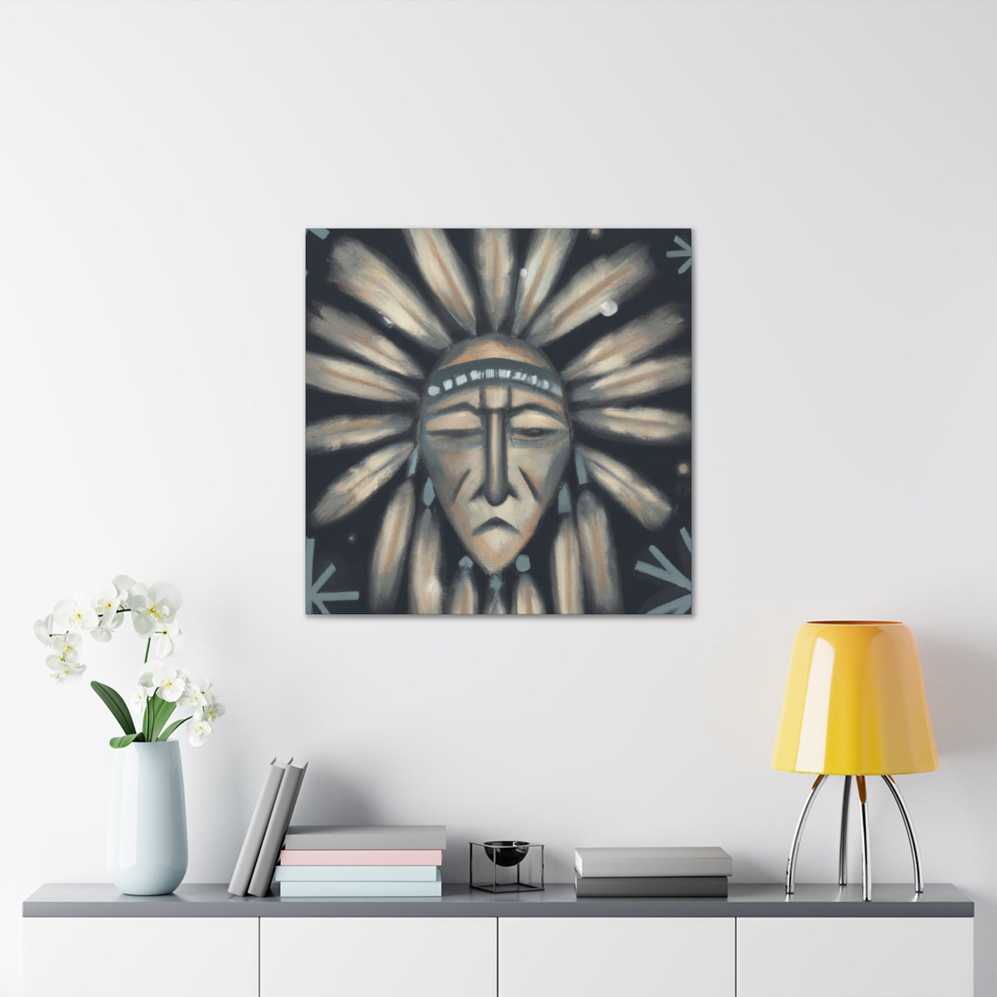 Chief Peacekeeper Running Wolf - Native American Indian Canvas Wall Art