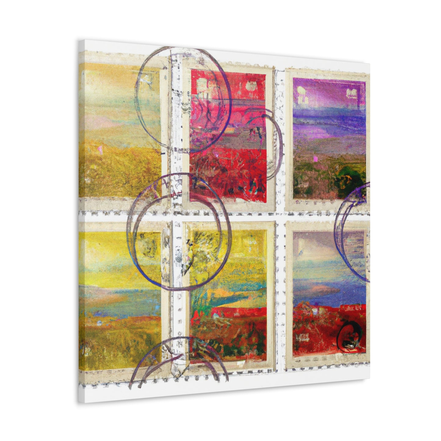 "Cultural Vistas" - Postage Stamp Collector Canvas Wall Art
