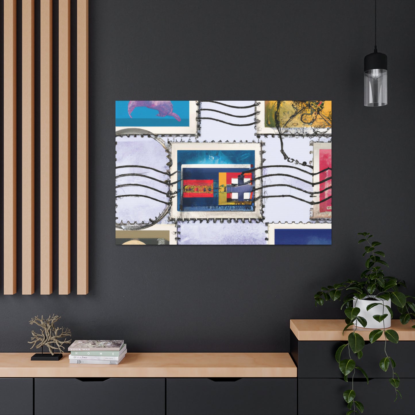 "A World of Postage" - Postage Stamp Collector Canvas Wall Art