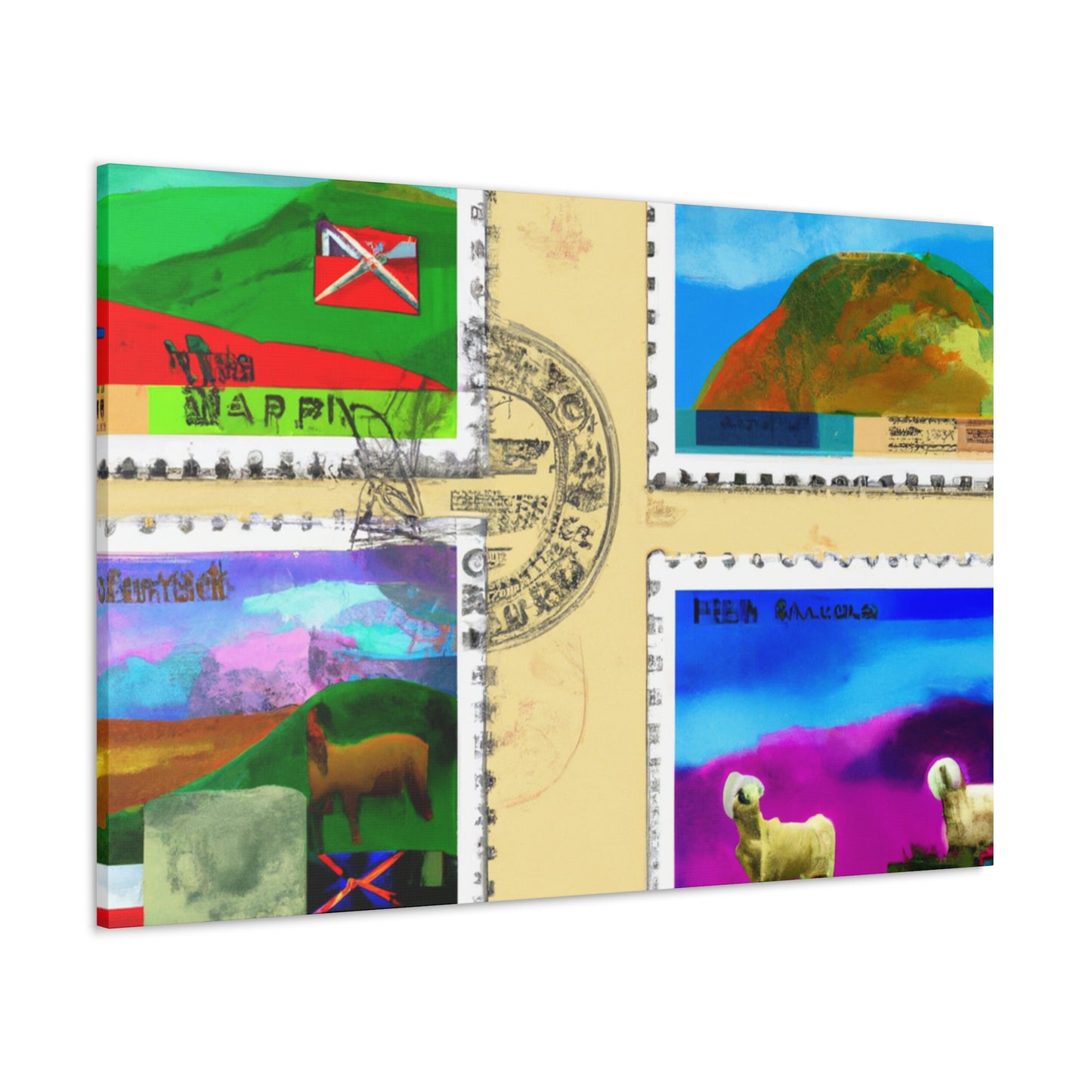 "Global Cultural Landmarks Stamps" - Postage Stamp Collector Canvas Wall Art