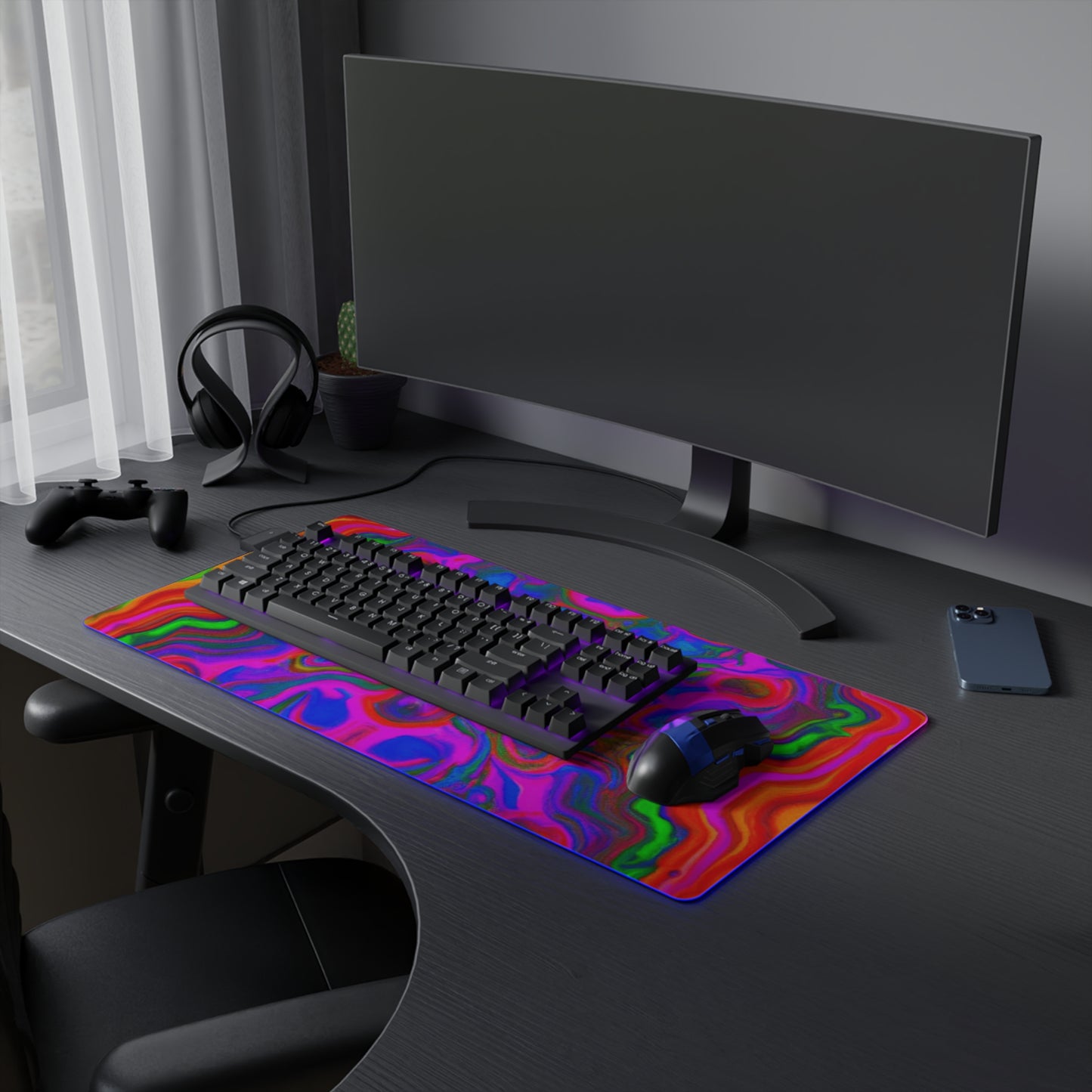 Captain Comet - Psychedelic Trippy LED Light Up Gaming Mouse Pad