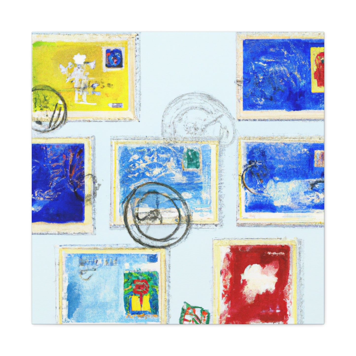 Global Friendship Stamps - Postage Stamp Collector Canvas Wall Art