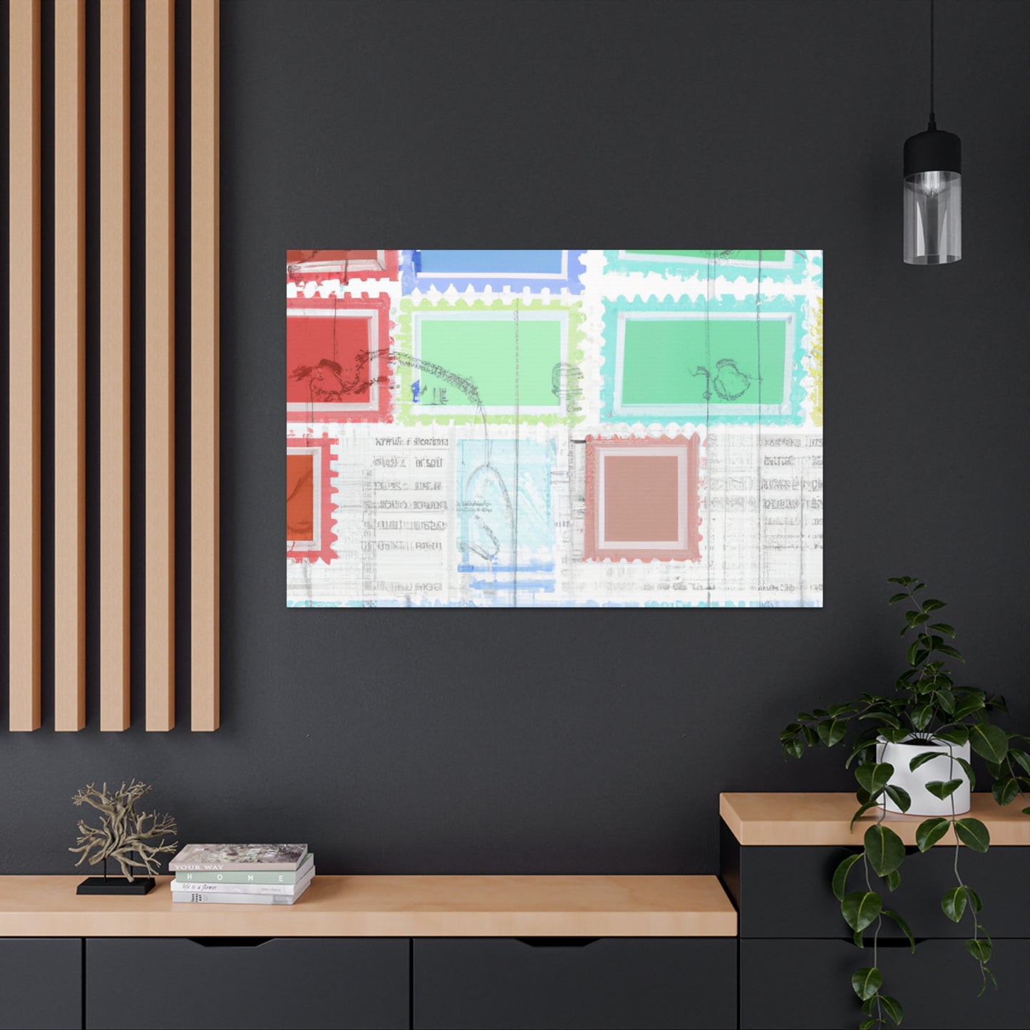 Global Journey Stamps - Postage Stamp Collector Canvas Wall Art