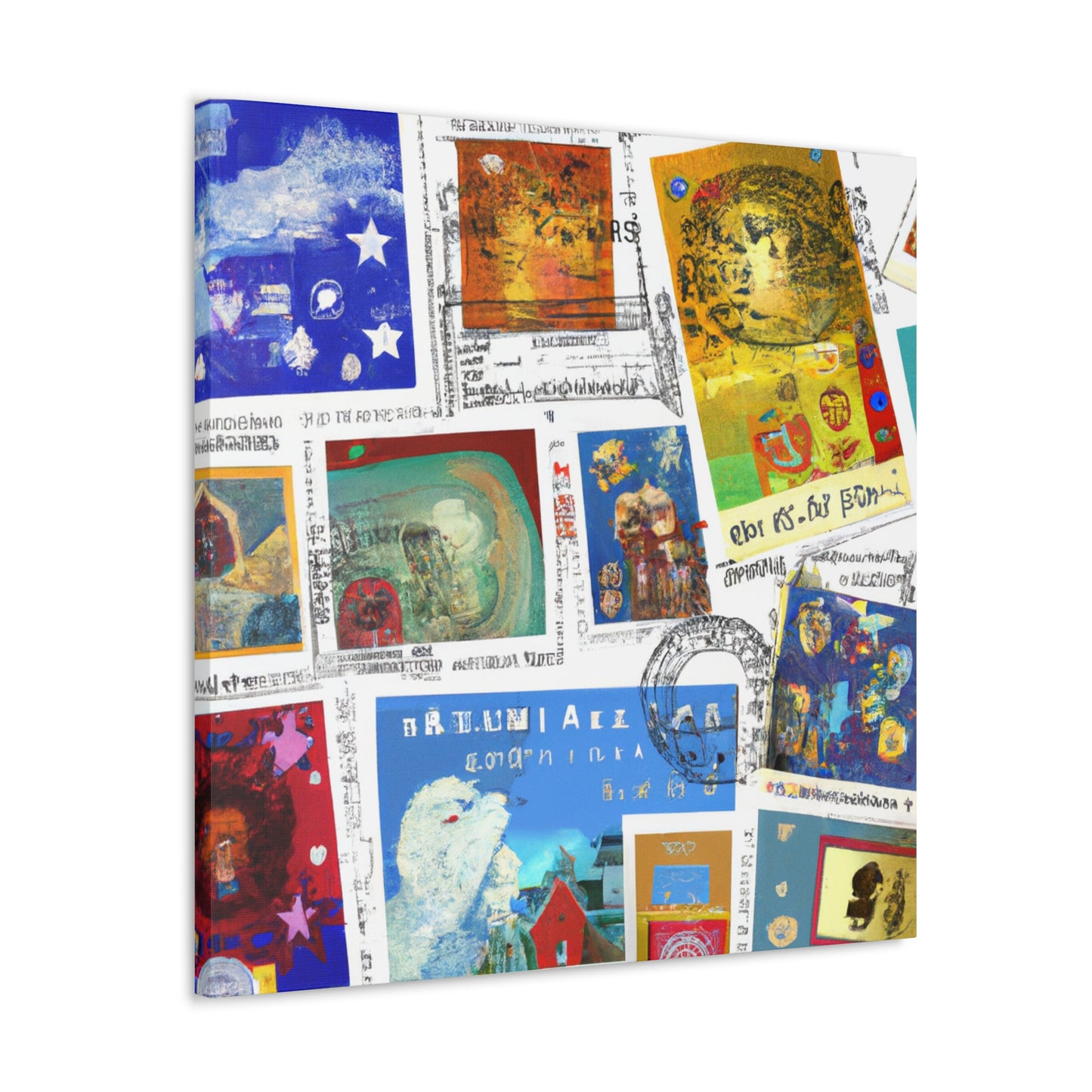 "Global Touring Stamps" - Postage Stamp Collector Canvas Wall Art