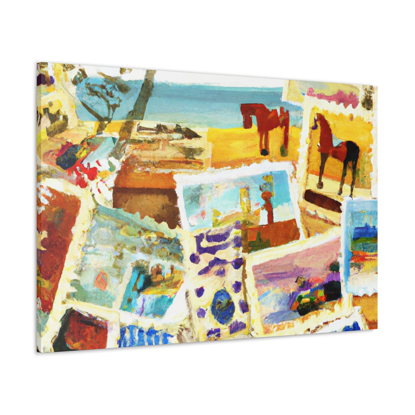 Global Wonders Stamp Collection - Postage Stamp Collector Canvas Wall Art