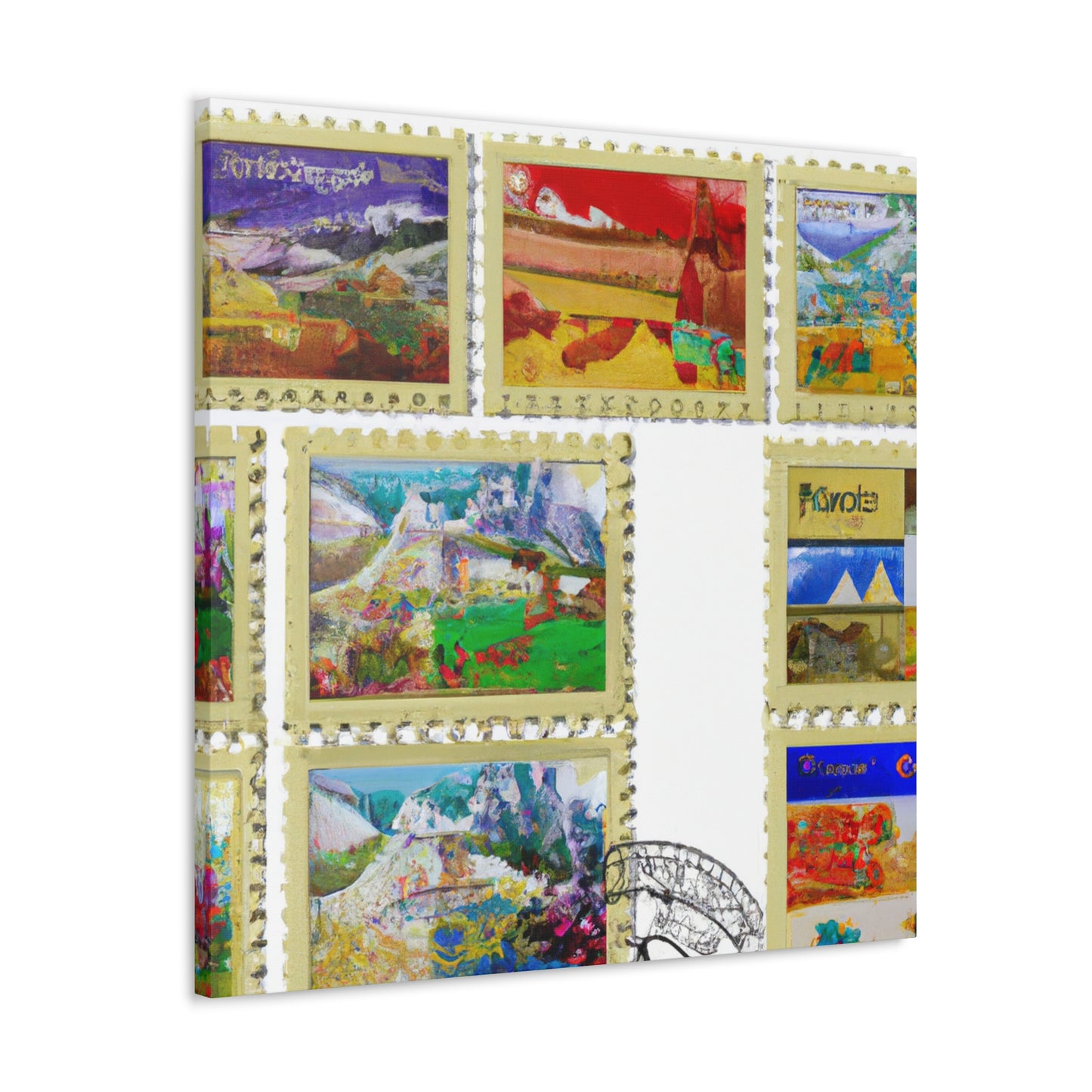 "Global Expressions" - Postage Stamp Collector Canvas Wall Art