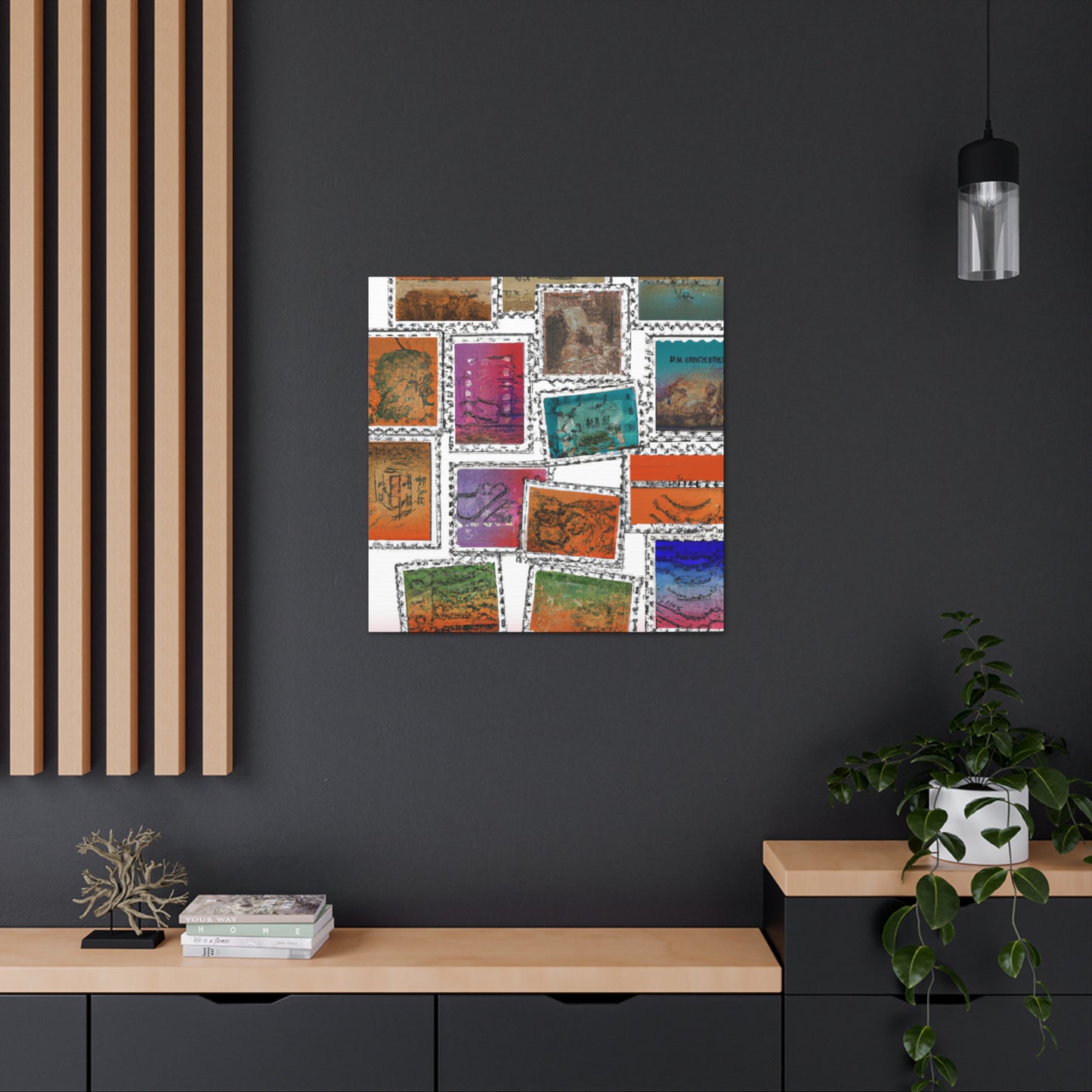 International Traveling Art Stamps - Postage Stamp Collector Canvas Wall Art