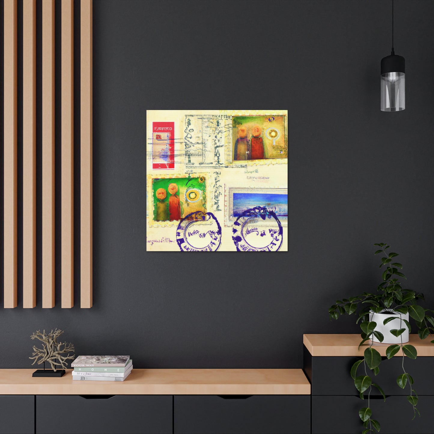 Global Echoes Stamps - Postage Stamp Collector Canvas Wall Art