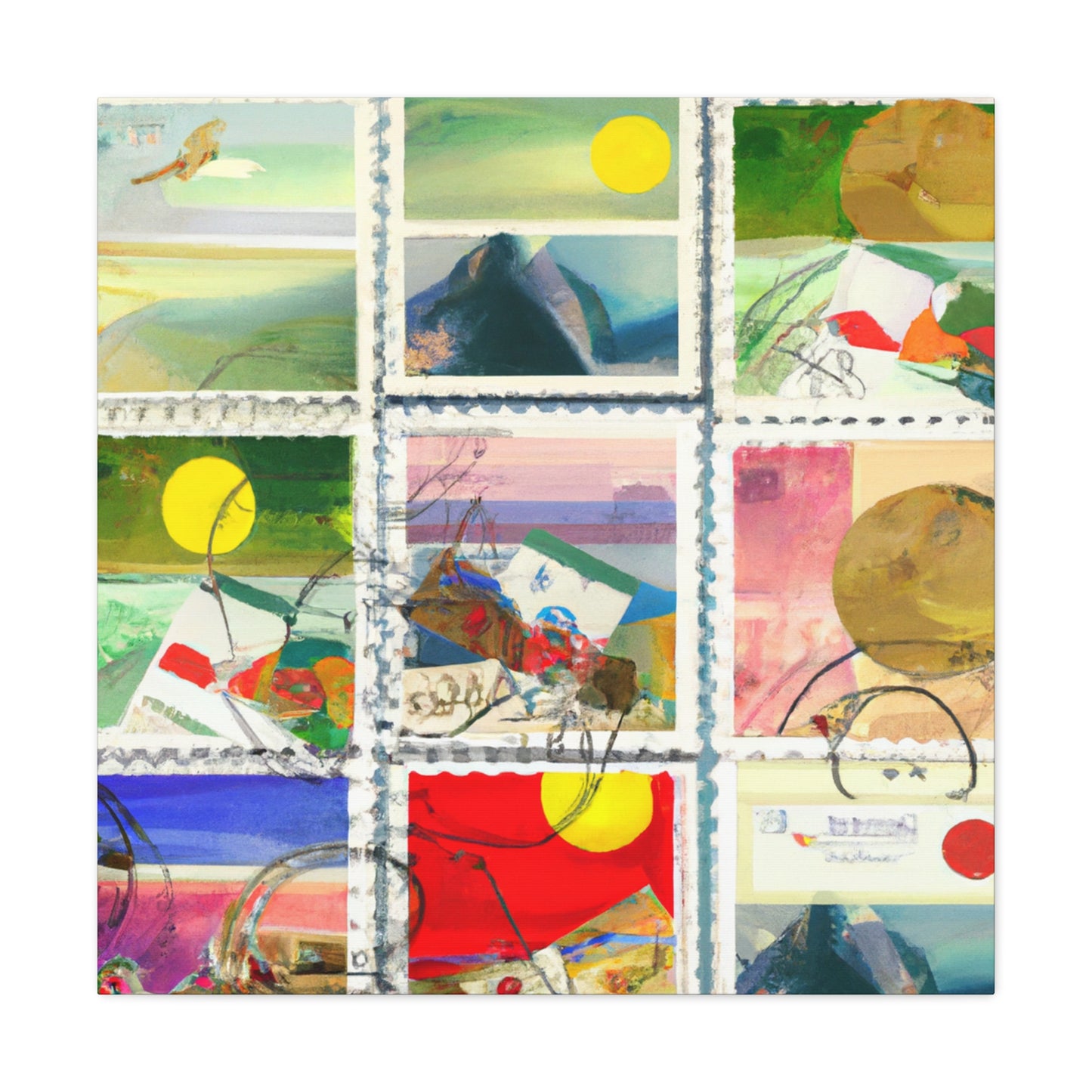 "Cultural Wonders of the World" stamps - Postage Stamp Collector Canvas Wall Art