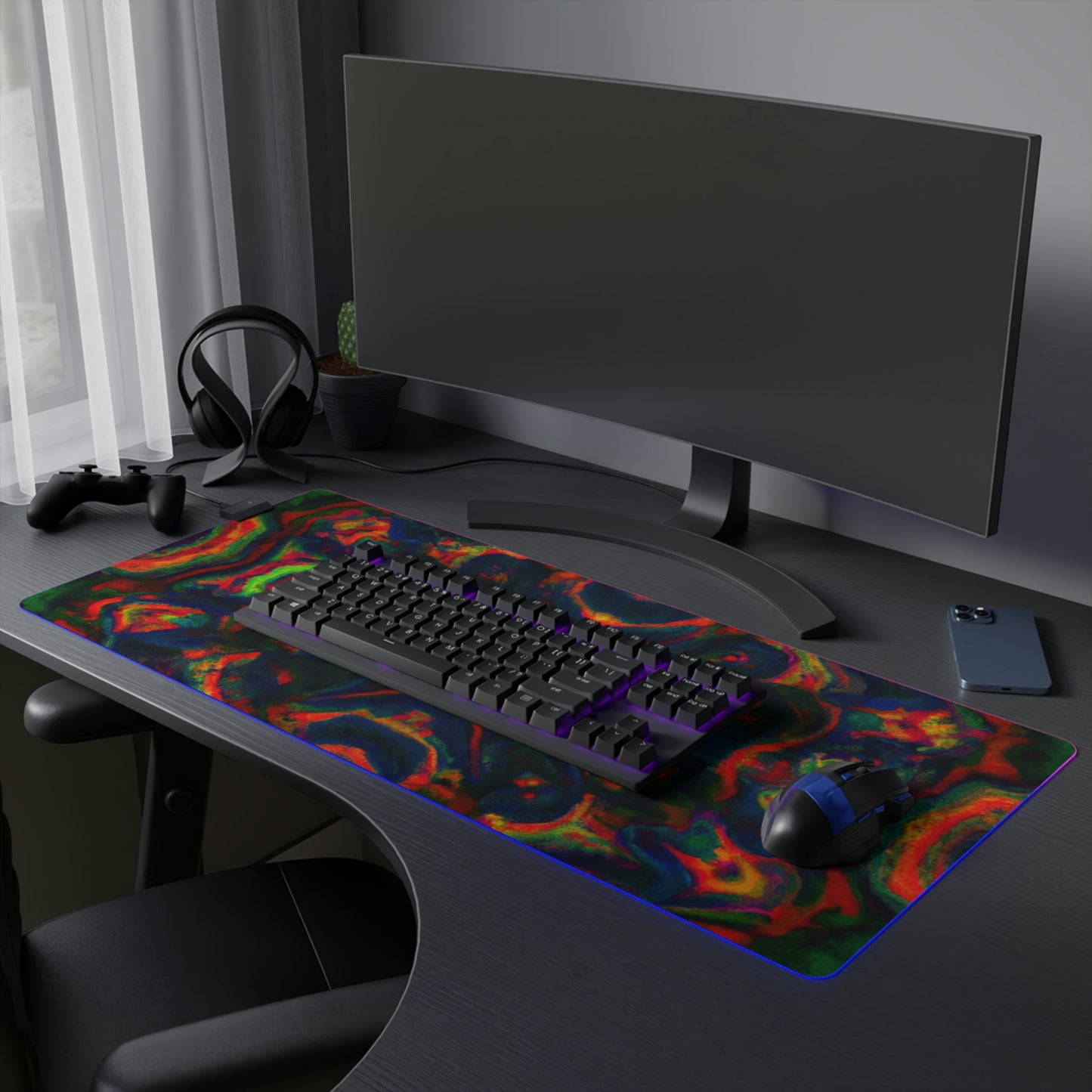 Skip 'n' Glide - Psychedelic Trippy LED Light Up Gaming Mouse Pad