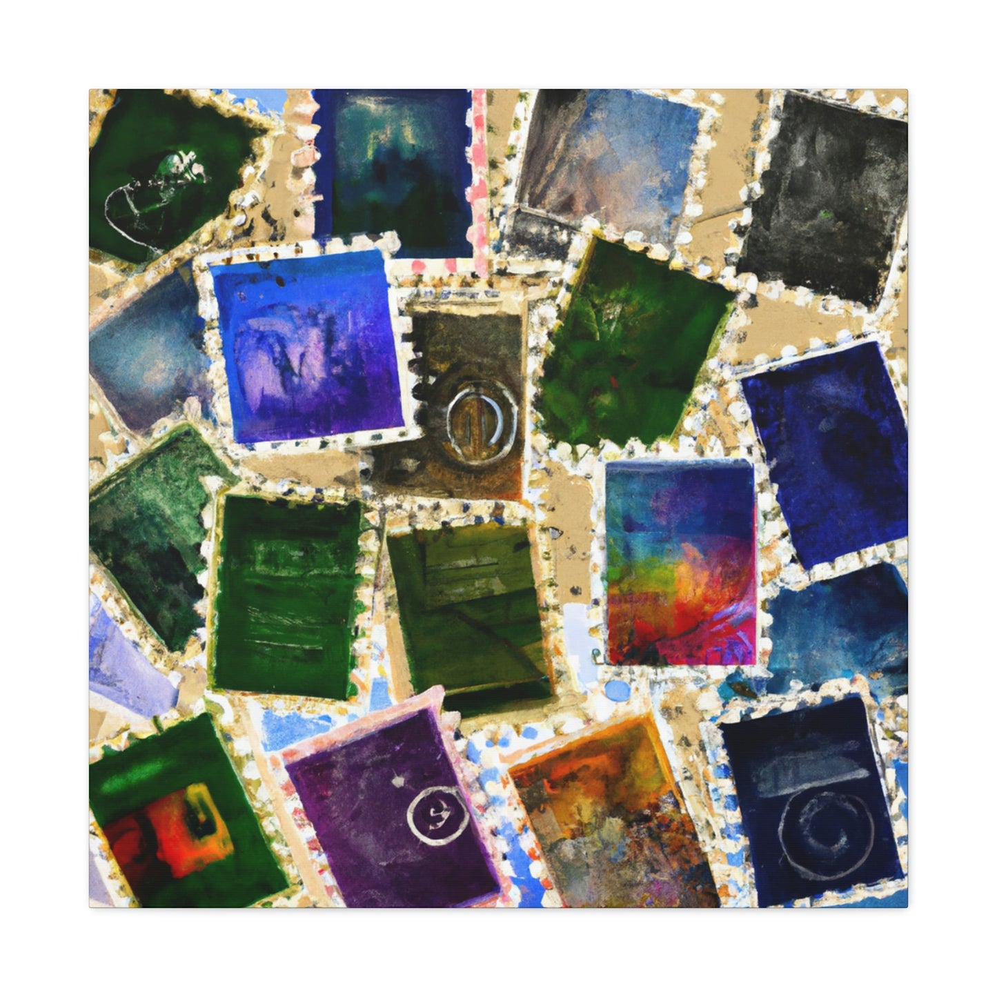 "Intercontinental Adventure Stamps" - Postage Stamp Collector Canvas Wall Art