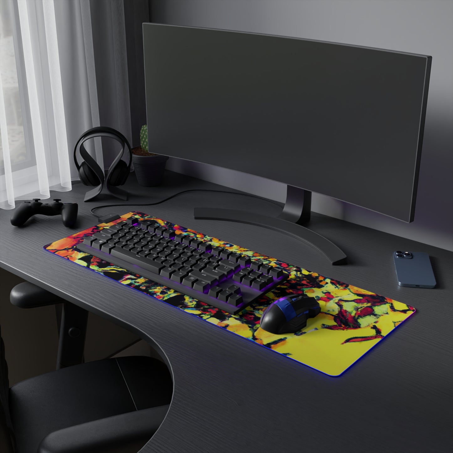 Radiant Rocket Rita - Psychedelic Trippy LED Light Up Gaming Mouse Pad