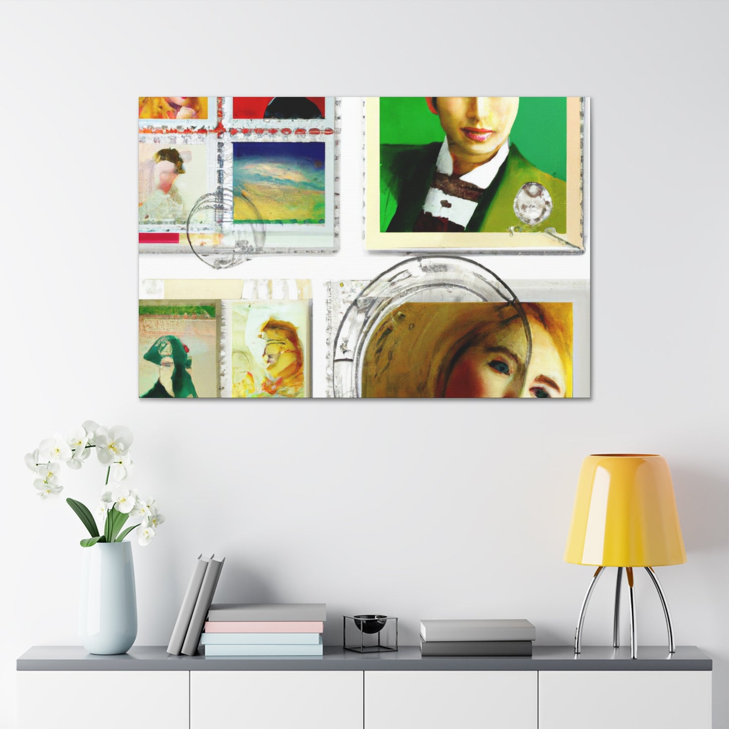 International Melodies Stamp Collection - Postage Stamp Collector Canvas Wall Art